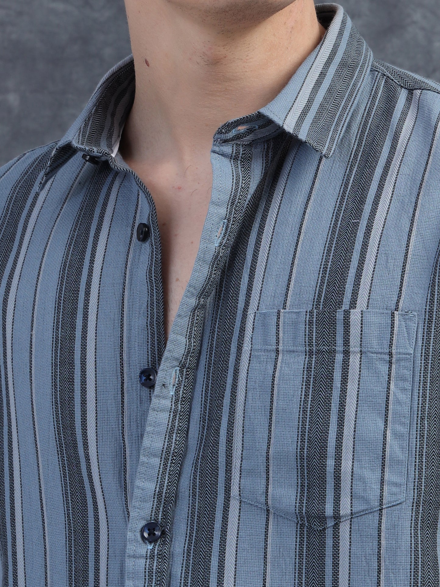 Blue Strips Cotton Half Sleeve Shirt