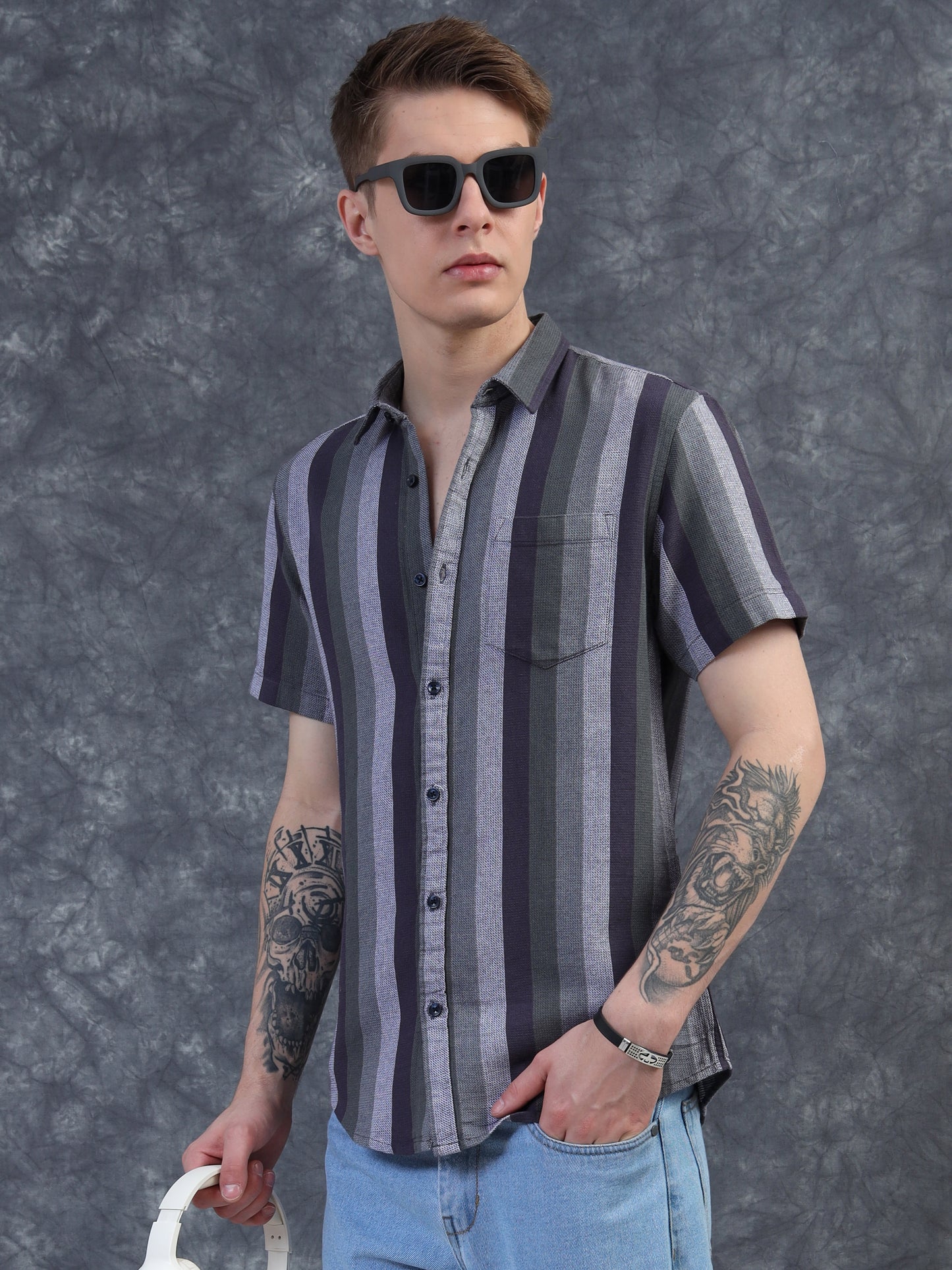 Multicolor Strips Half Sleeve Shirt