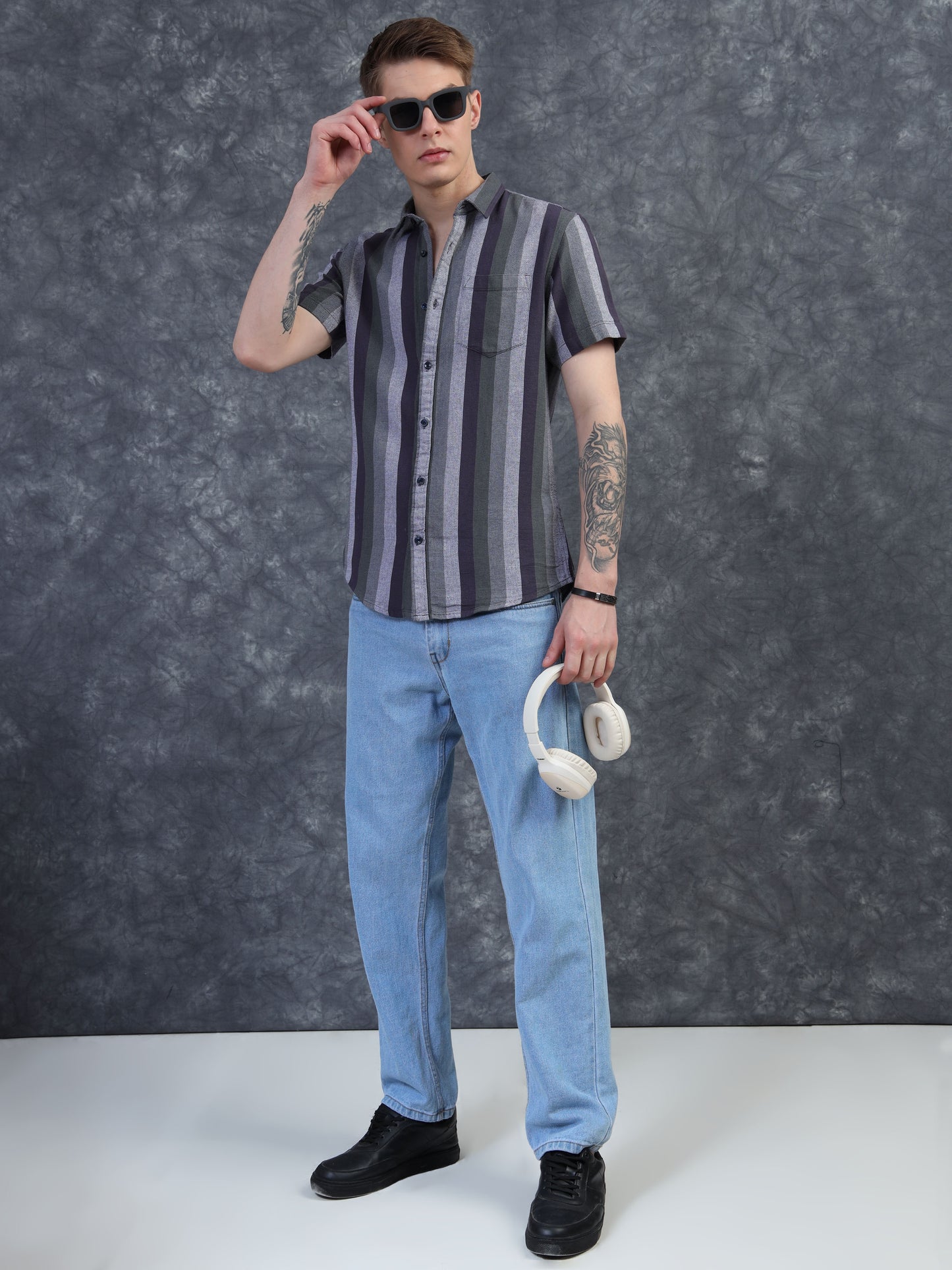 Multicolor Strips Half Sleeve Shirt