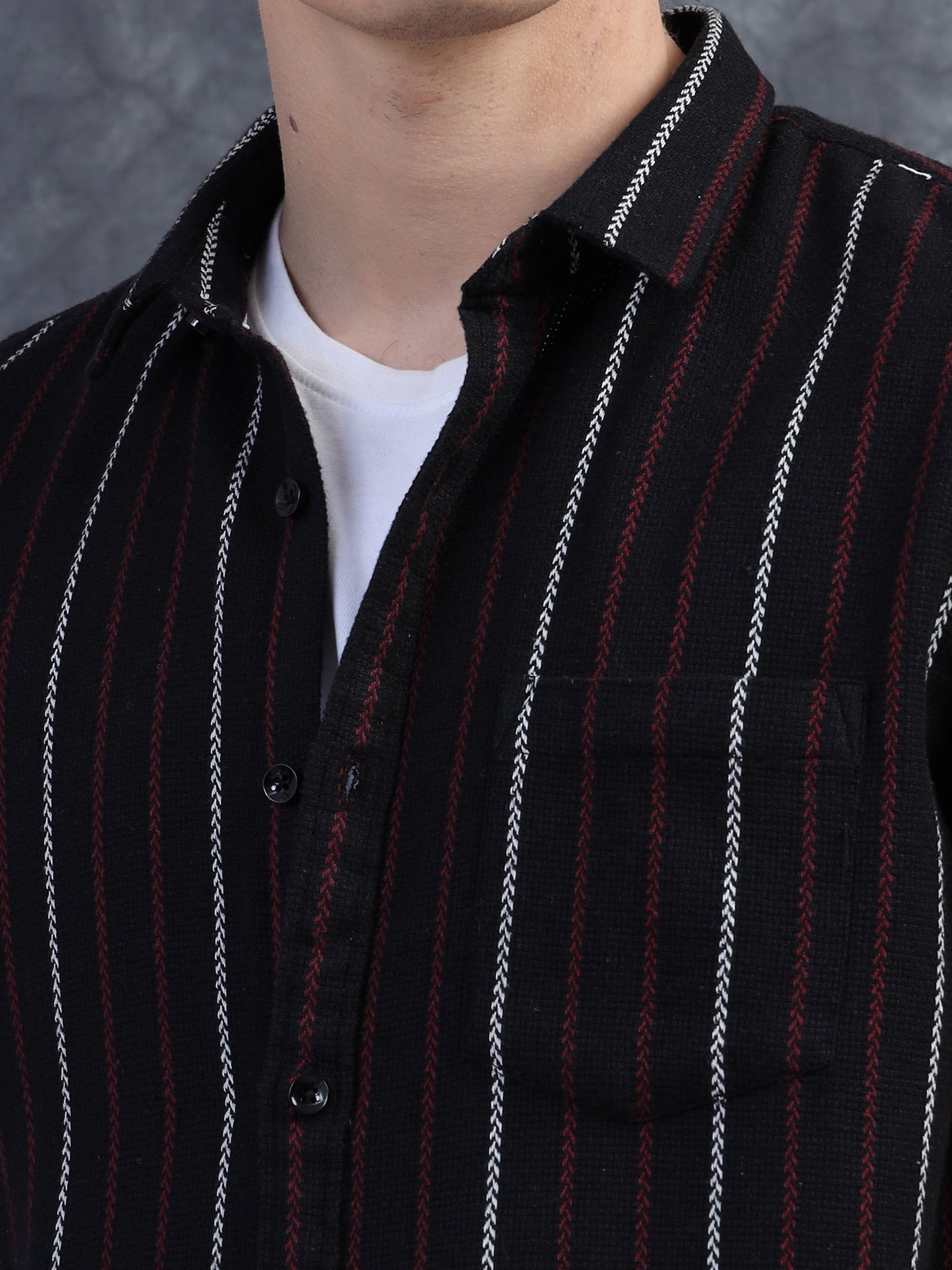 White and Red Strips Half Sleeve Shirt