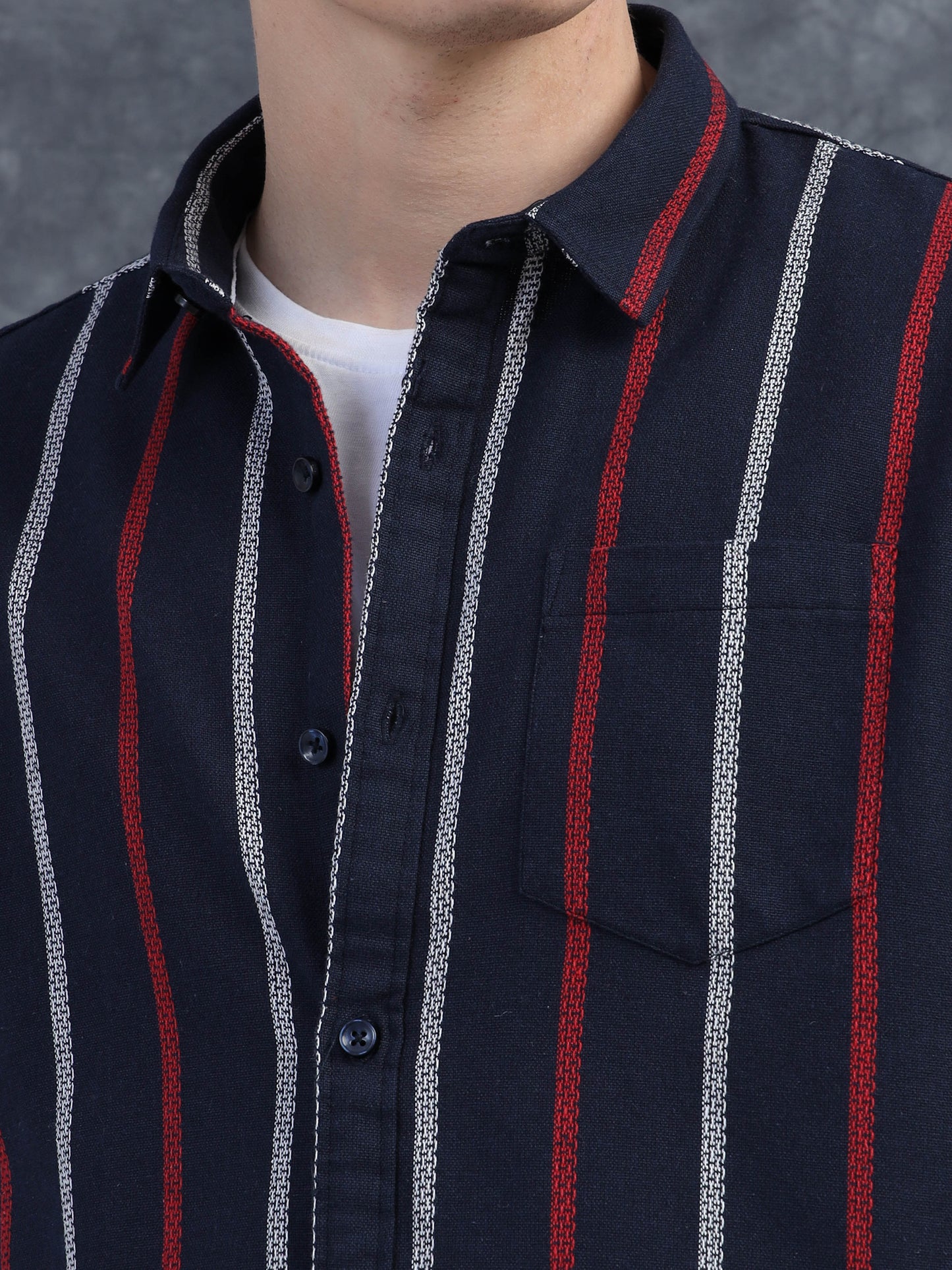Navy Blue stripes Half Sleeve Shirt
