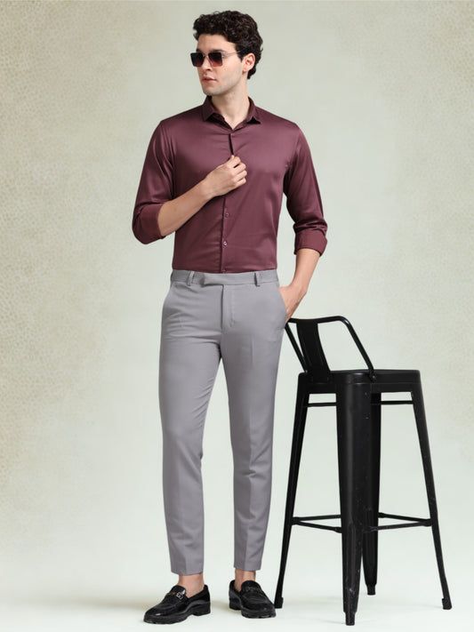 Wine 60's Satin lycra Shirt