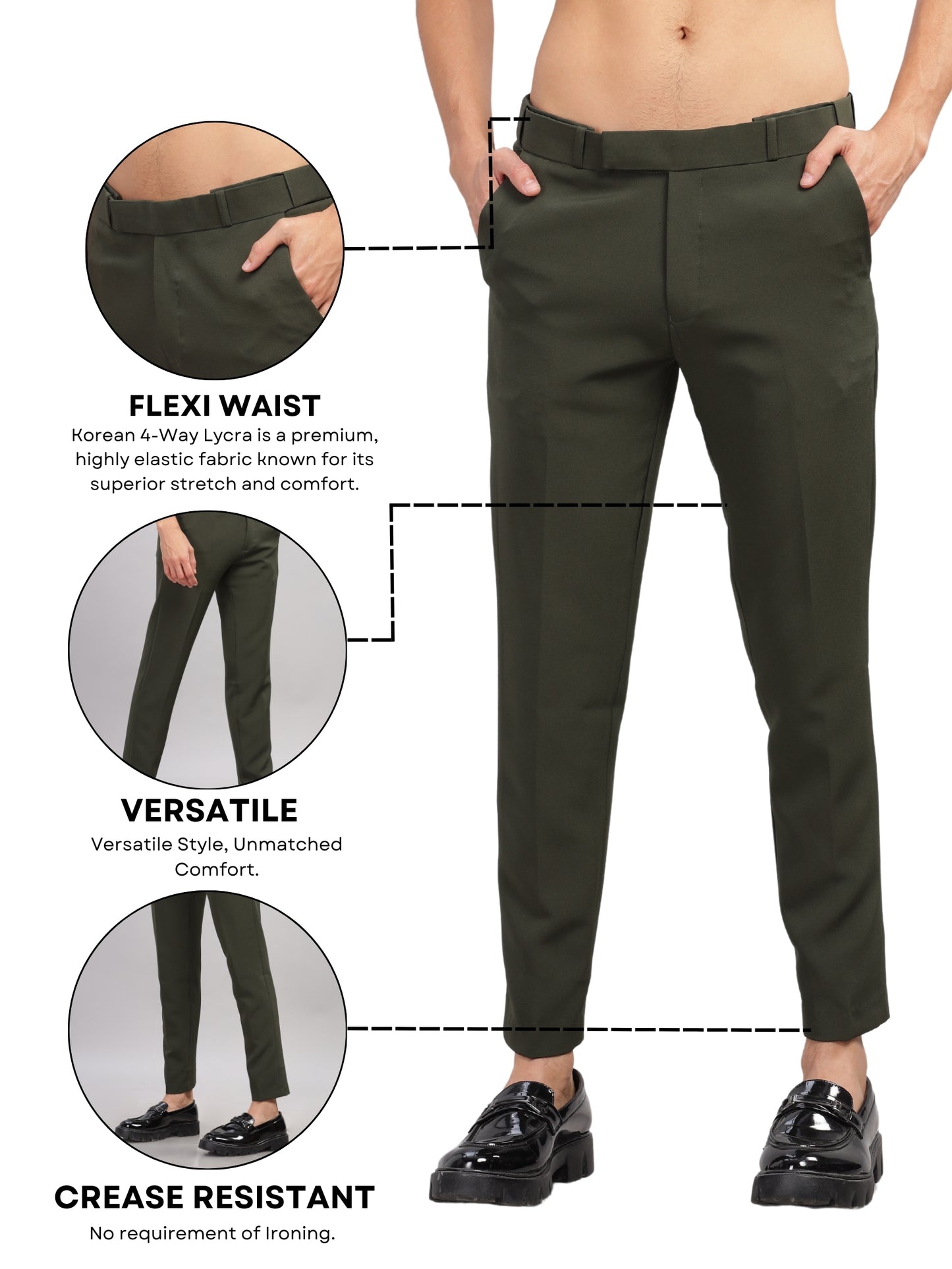 Olive Flexi Waist Trouser