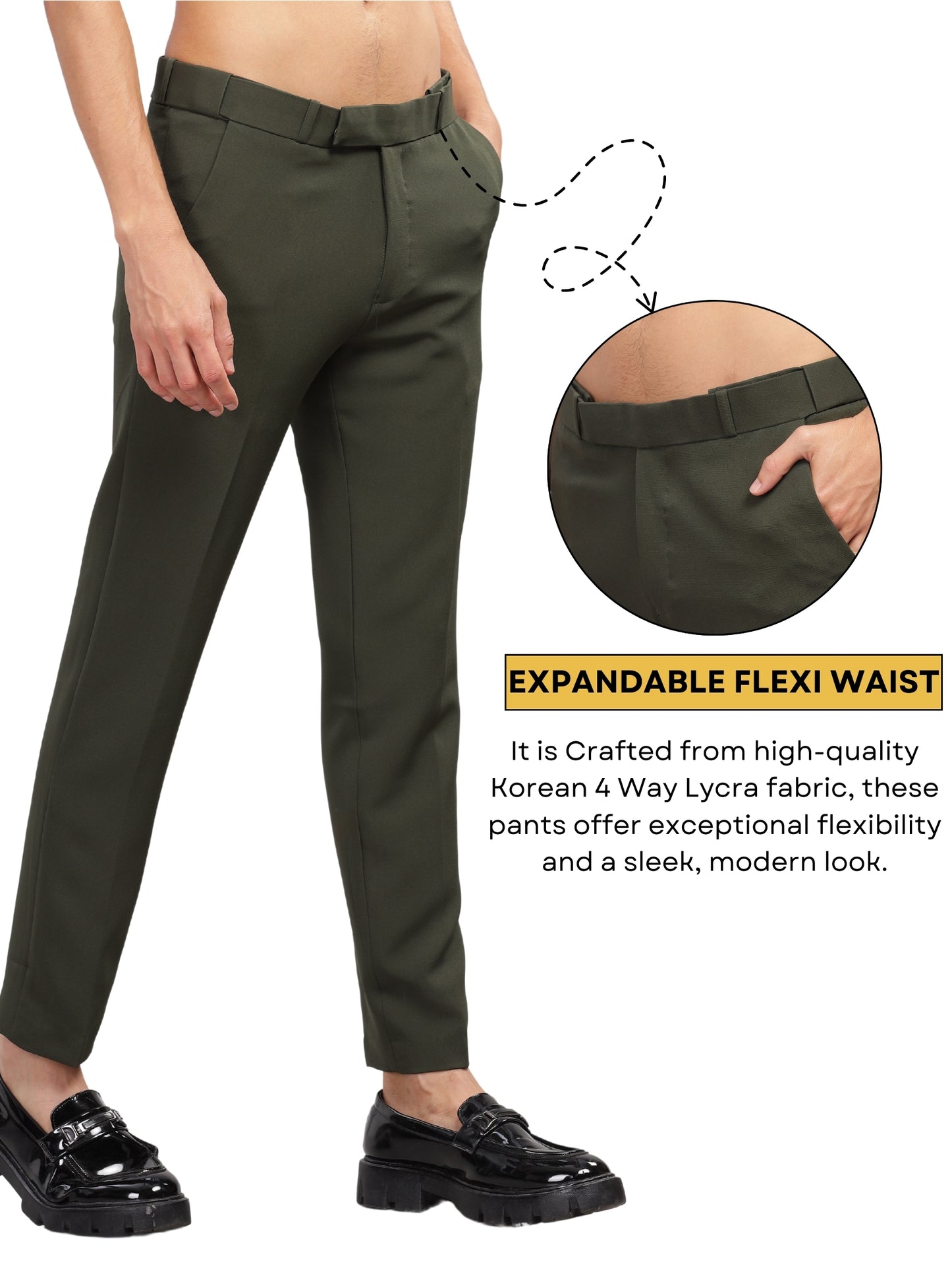 Olive Flexi Waist Trouser