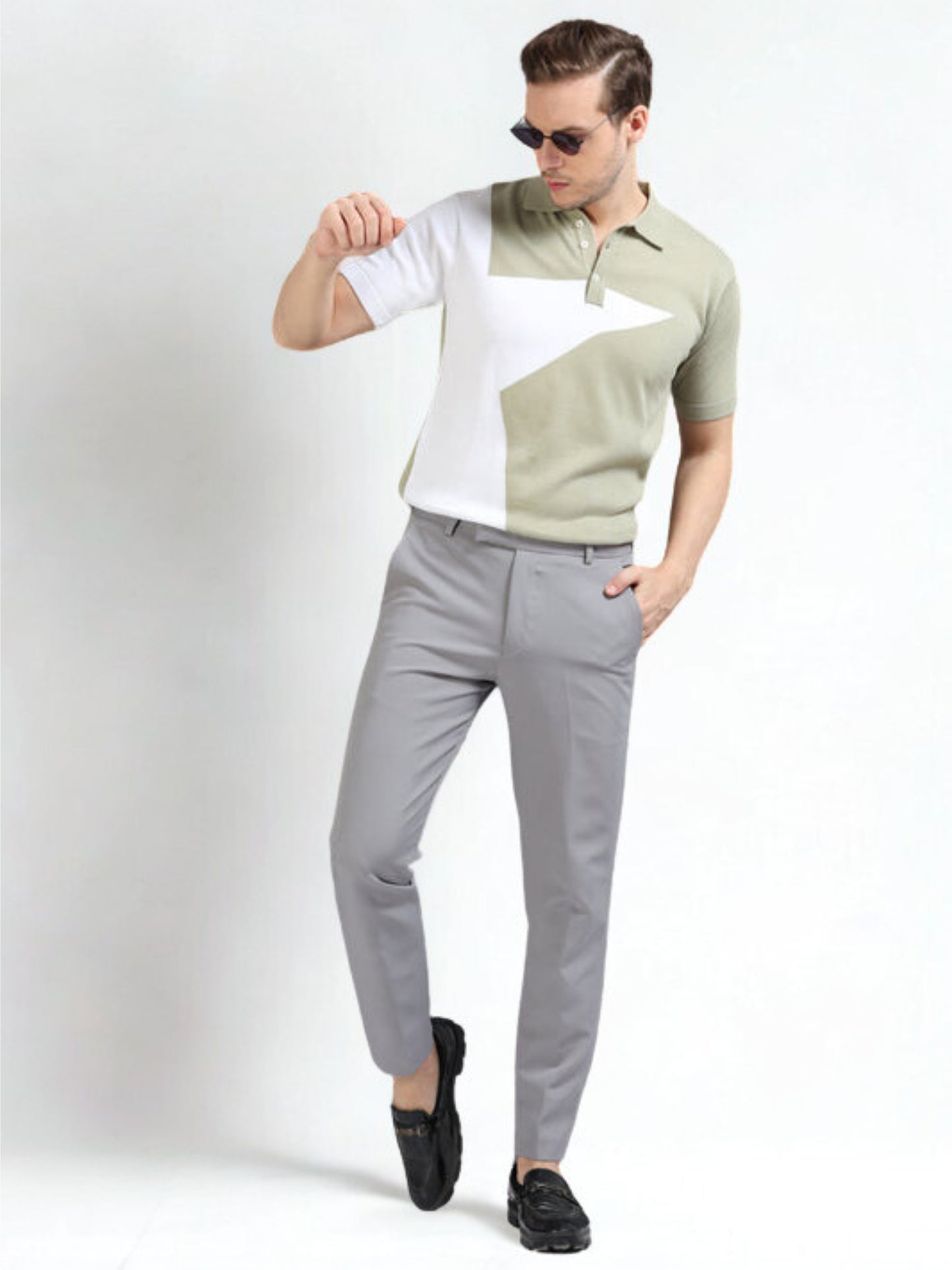 Half Star Design Polo T-Shirt Pistachio