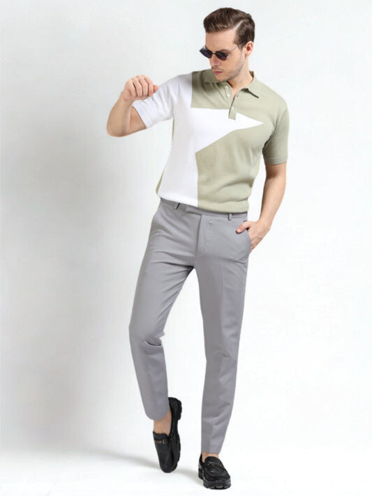 Half Star Design Polo T-Shirt Pistachio
