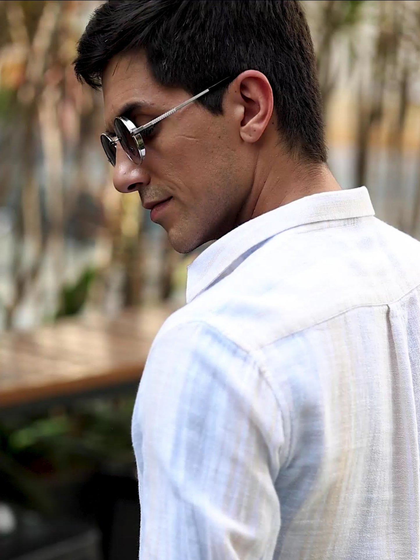 Blue And White Striped Cotton shirt
