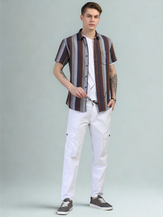 Multicolor Half Sleeve Stripe Shirts