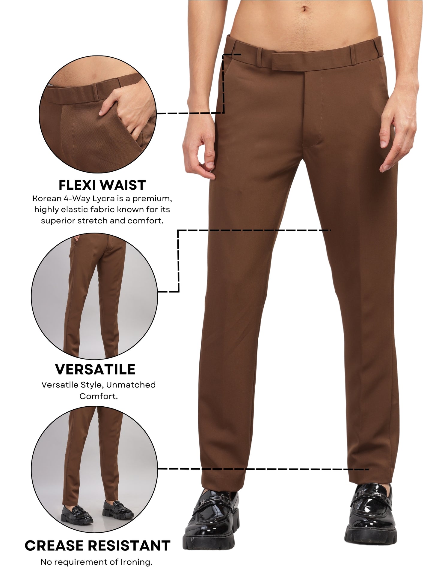 Brown Flexi Waist Trouser