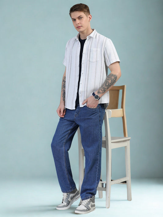 Green and White Vertical Stripe Shirts