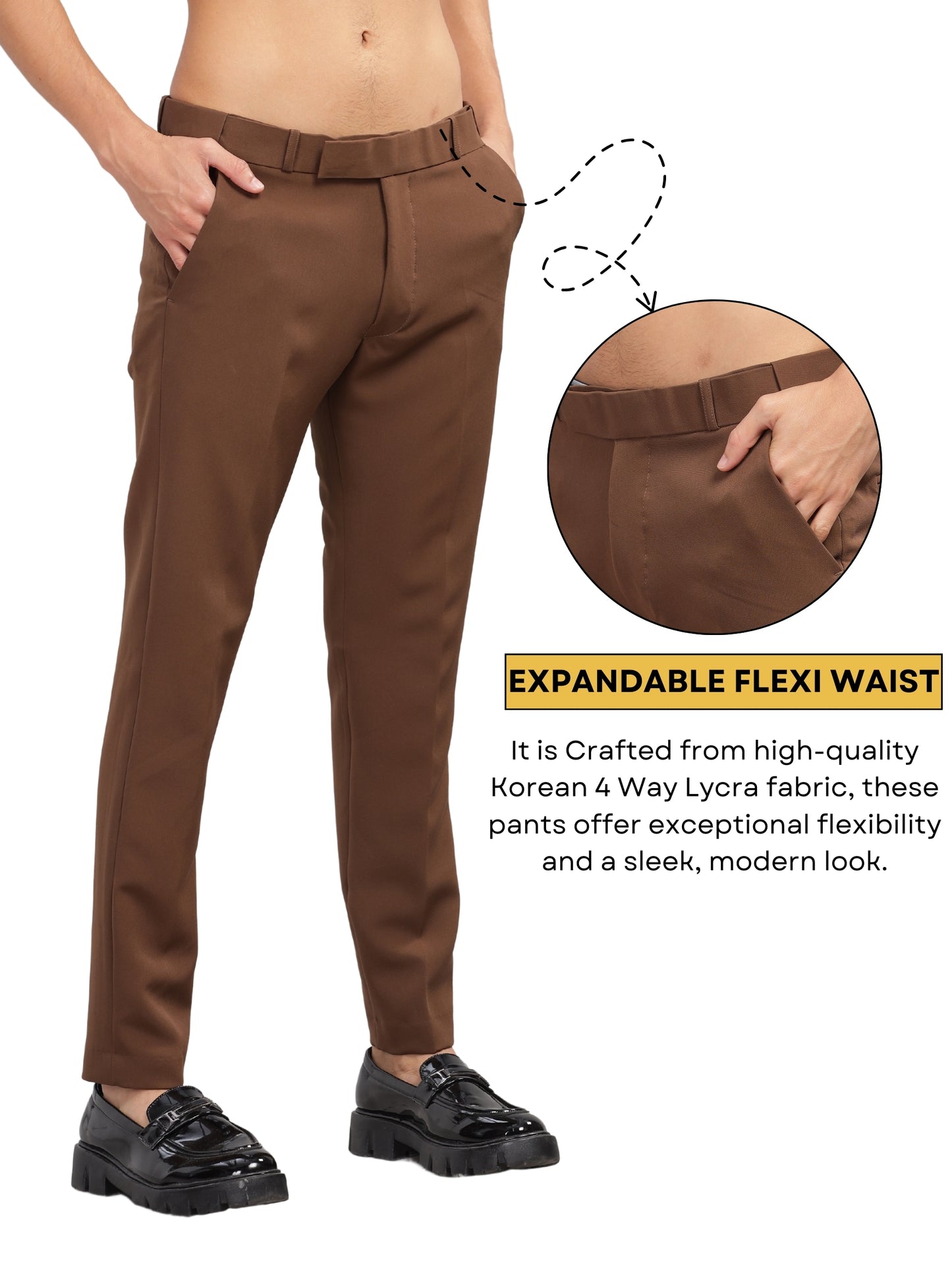Brown Flexi Waist Trouser