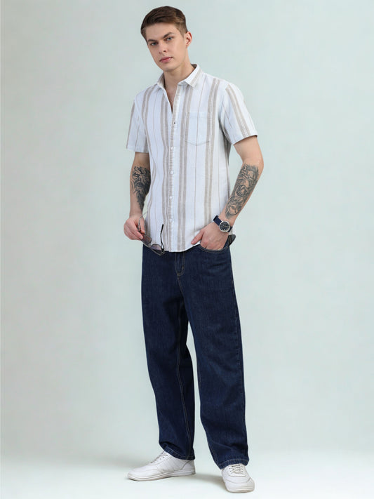 Light Brown Striped Shirt