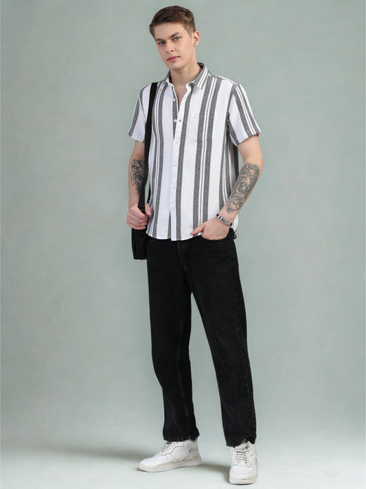 Black Stripes Half Sleeves Shirt