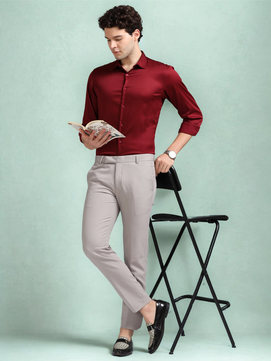 Red 60's Satin  lycra Shirt