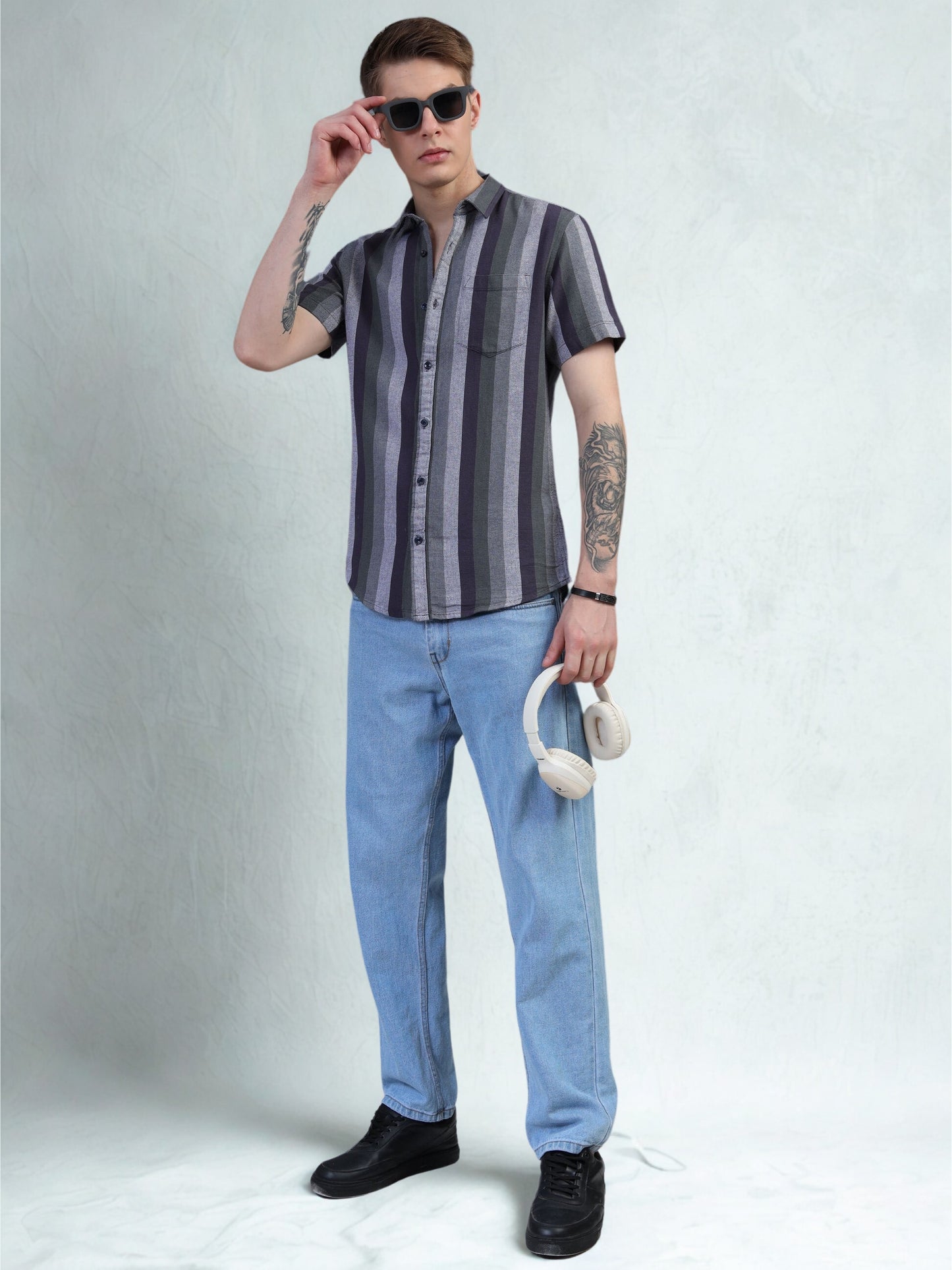 Multicolor Strips Half Sleeve Shirt