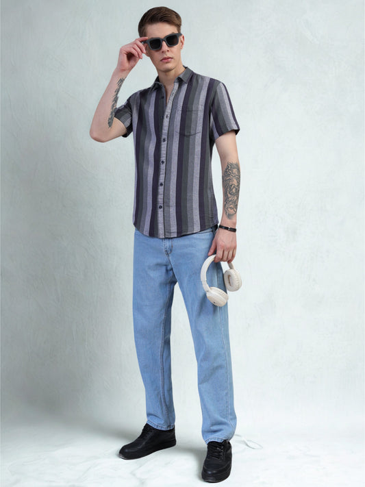Multicolor Strips Half Sleeve Shirt