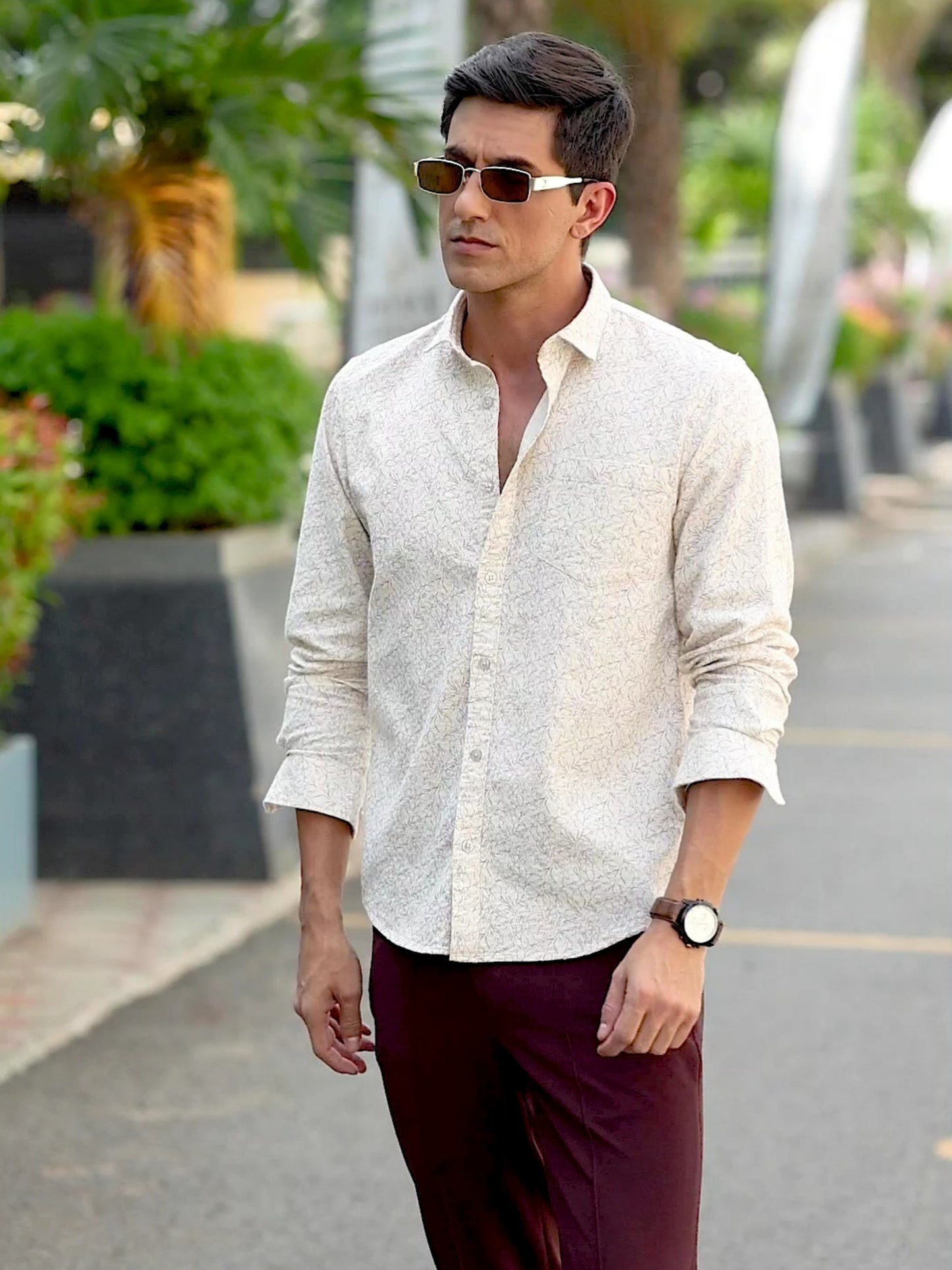 Cream Digital Printed Shirt