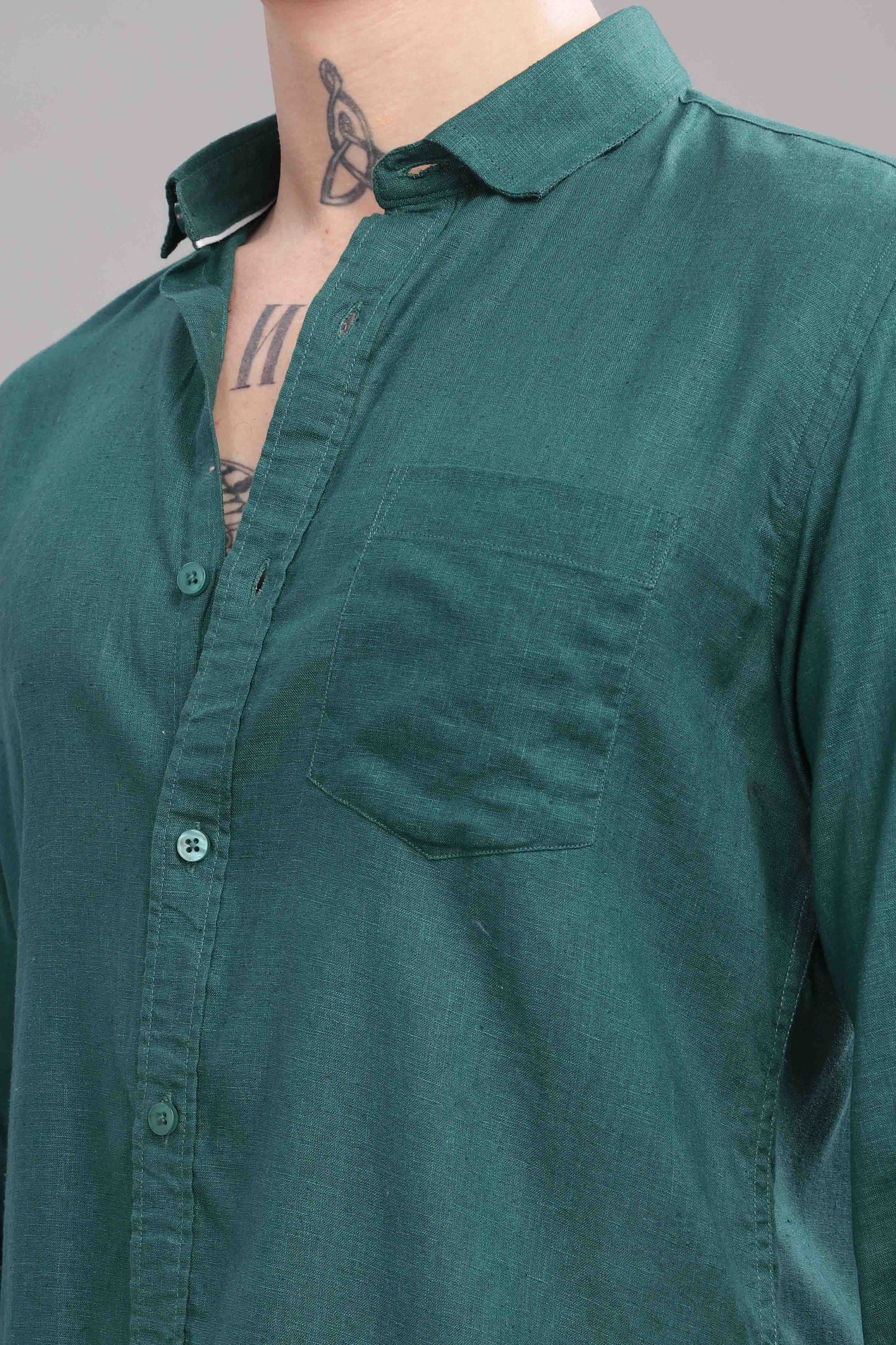 Pure Linen Green Shirt