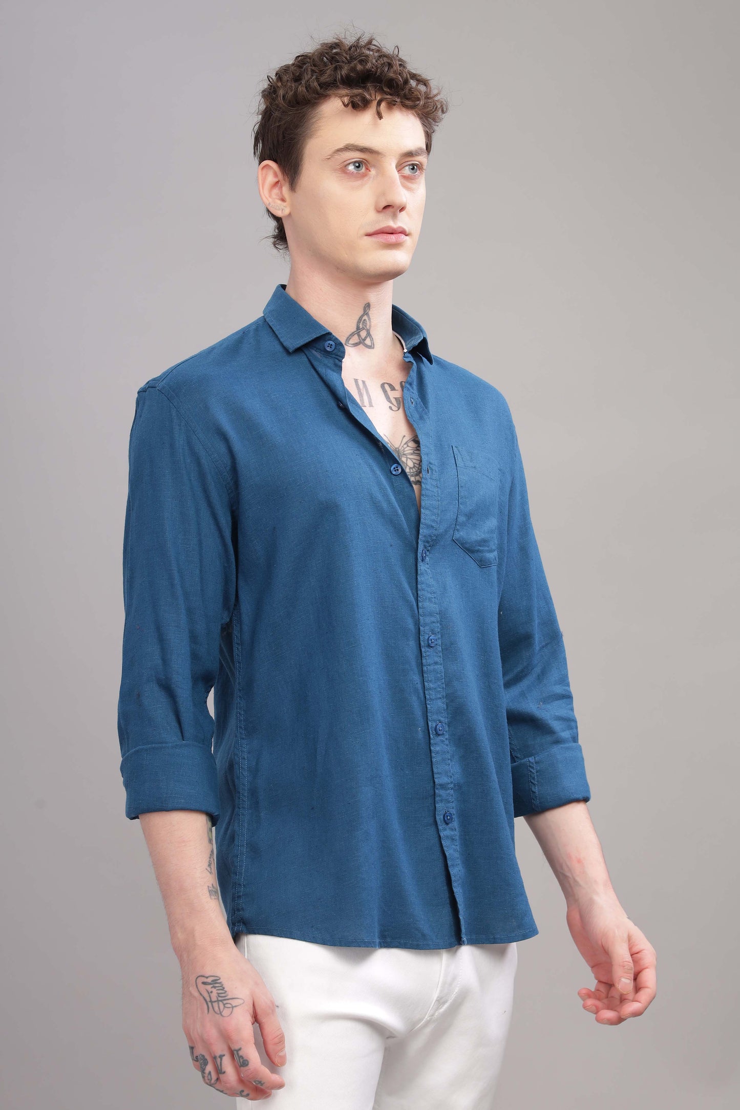 Pure Linen Blue Shirt