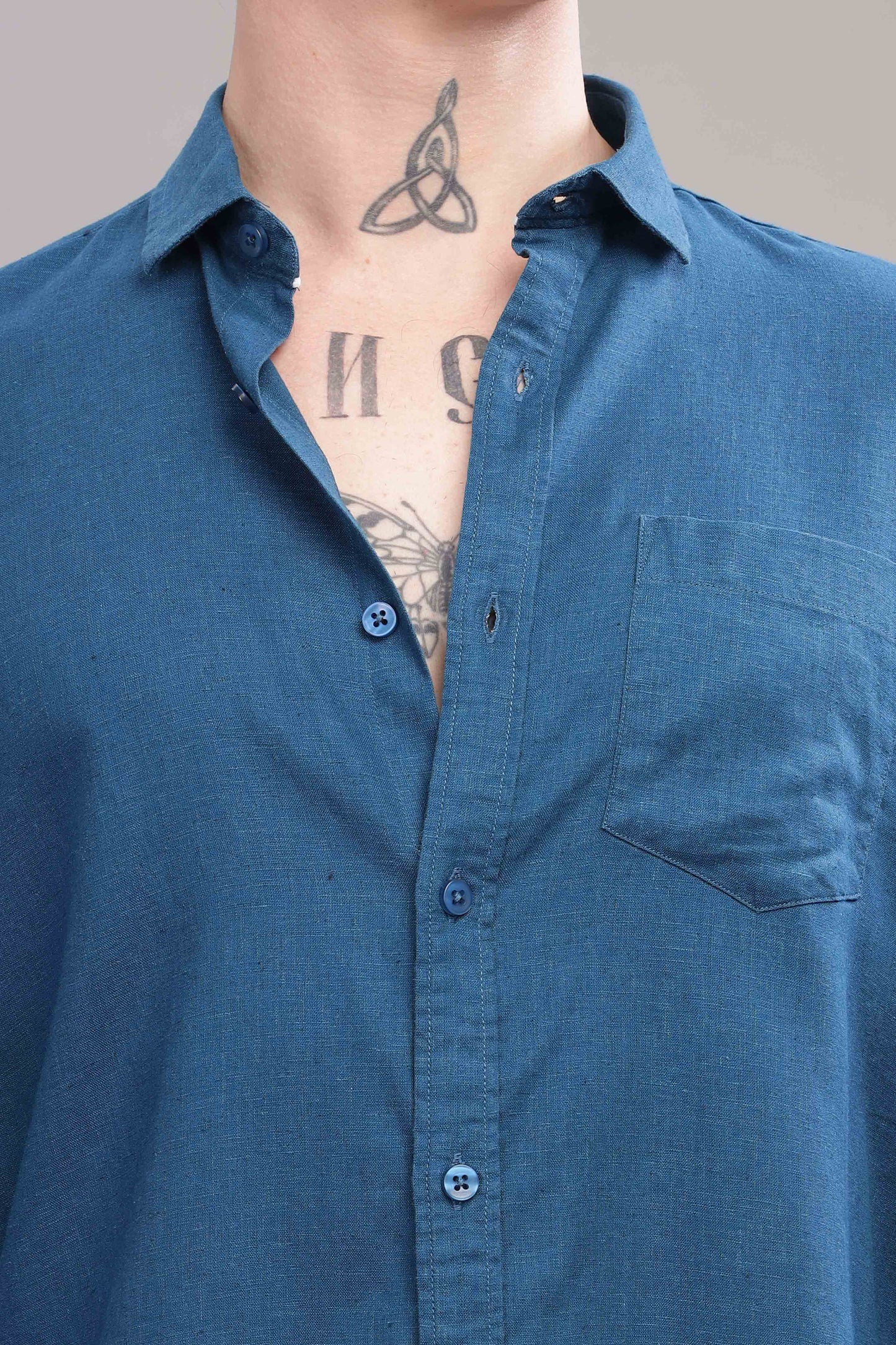 Pure Linen Blue Shirt