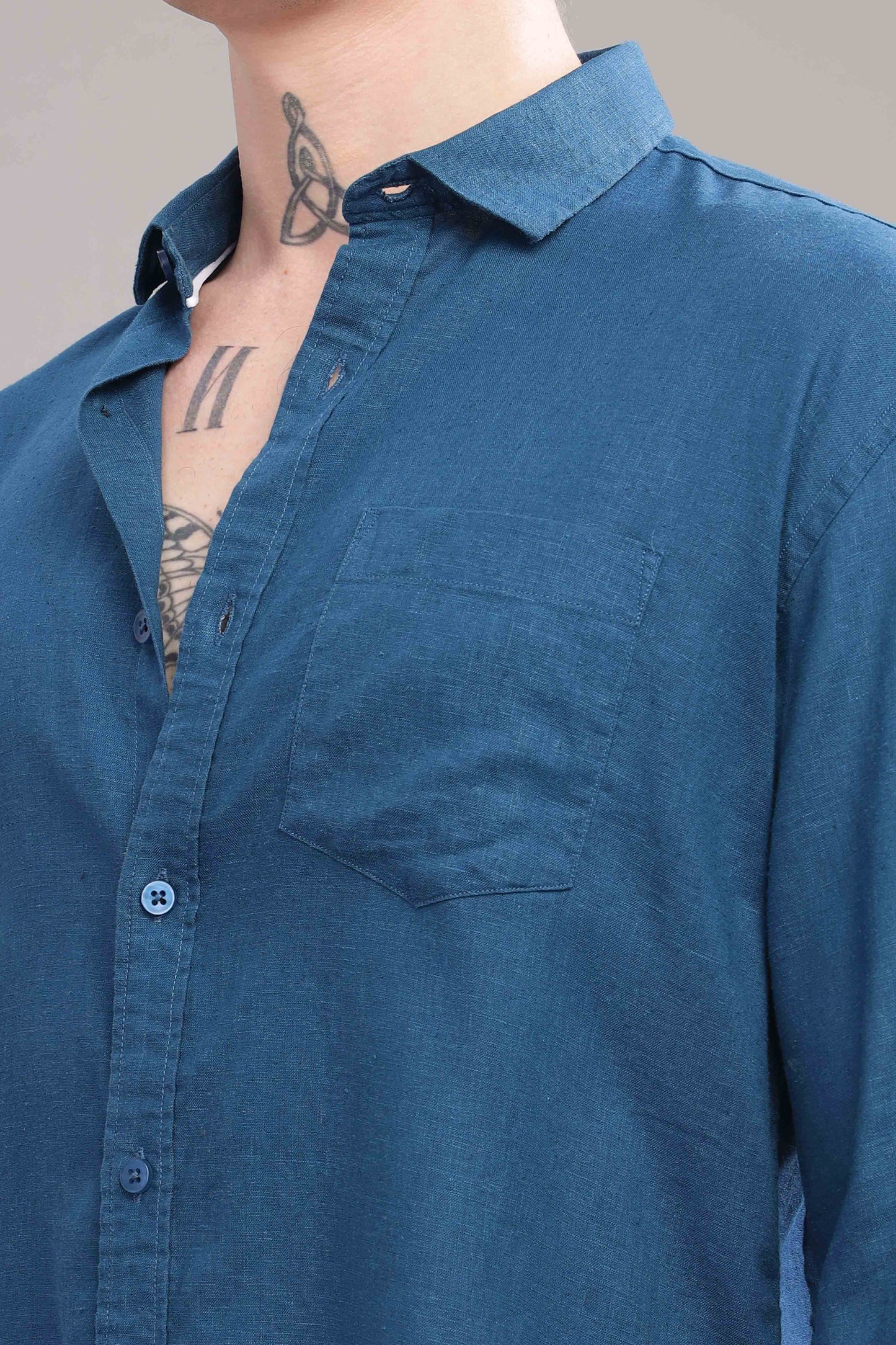 Pure Linen Blue Shirt