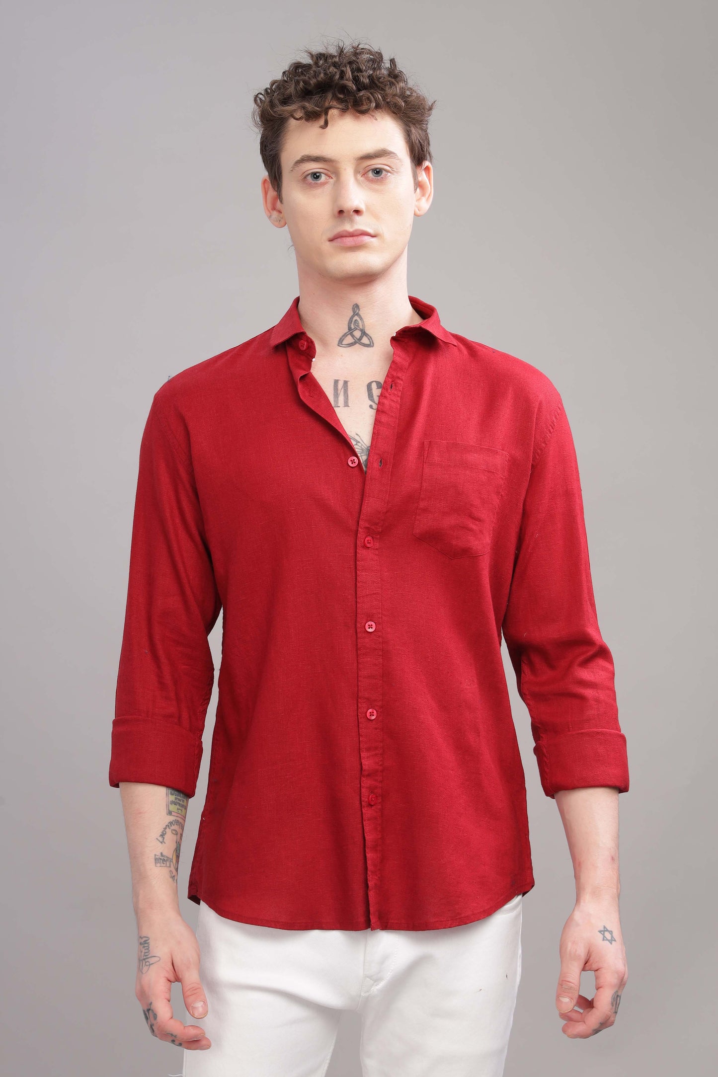 Pure Linen Red Shirt