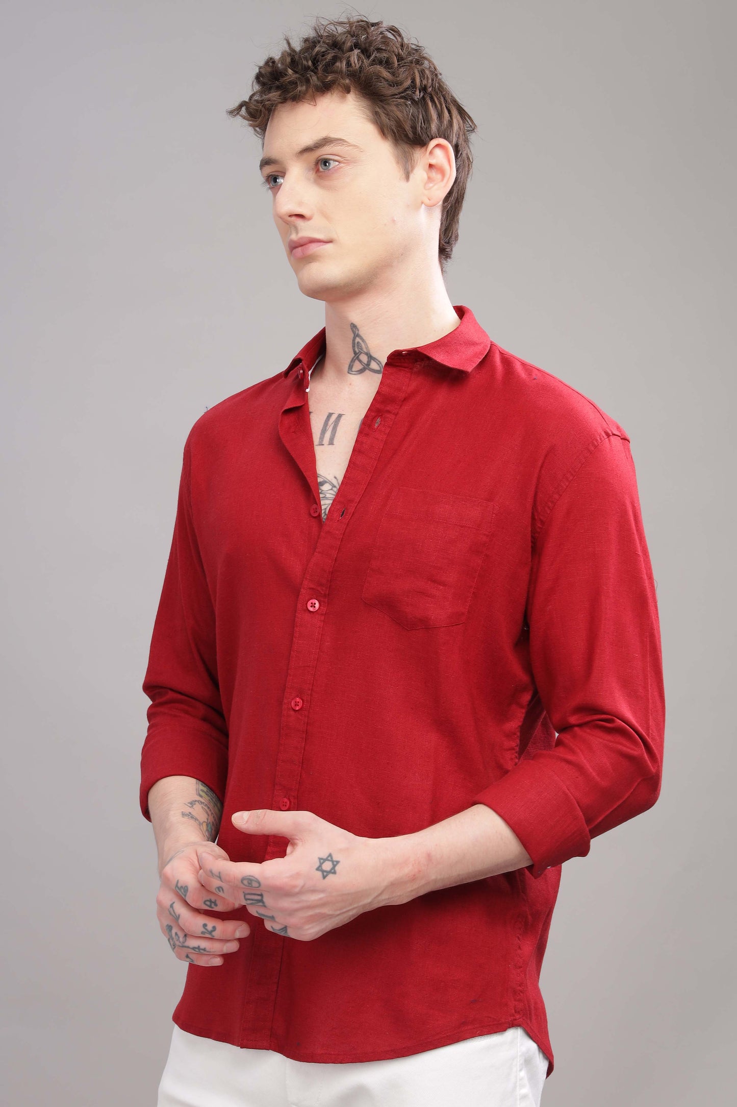 Pure Linen Red Shirt
