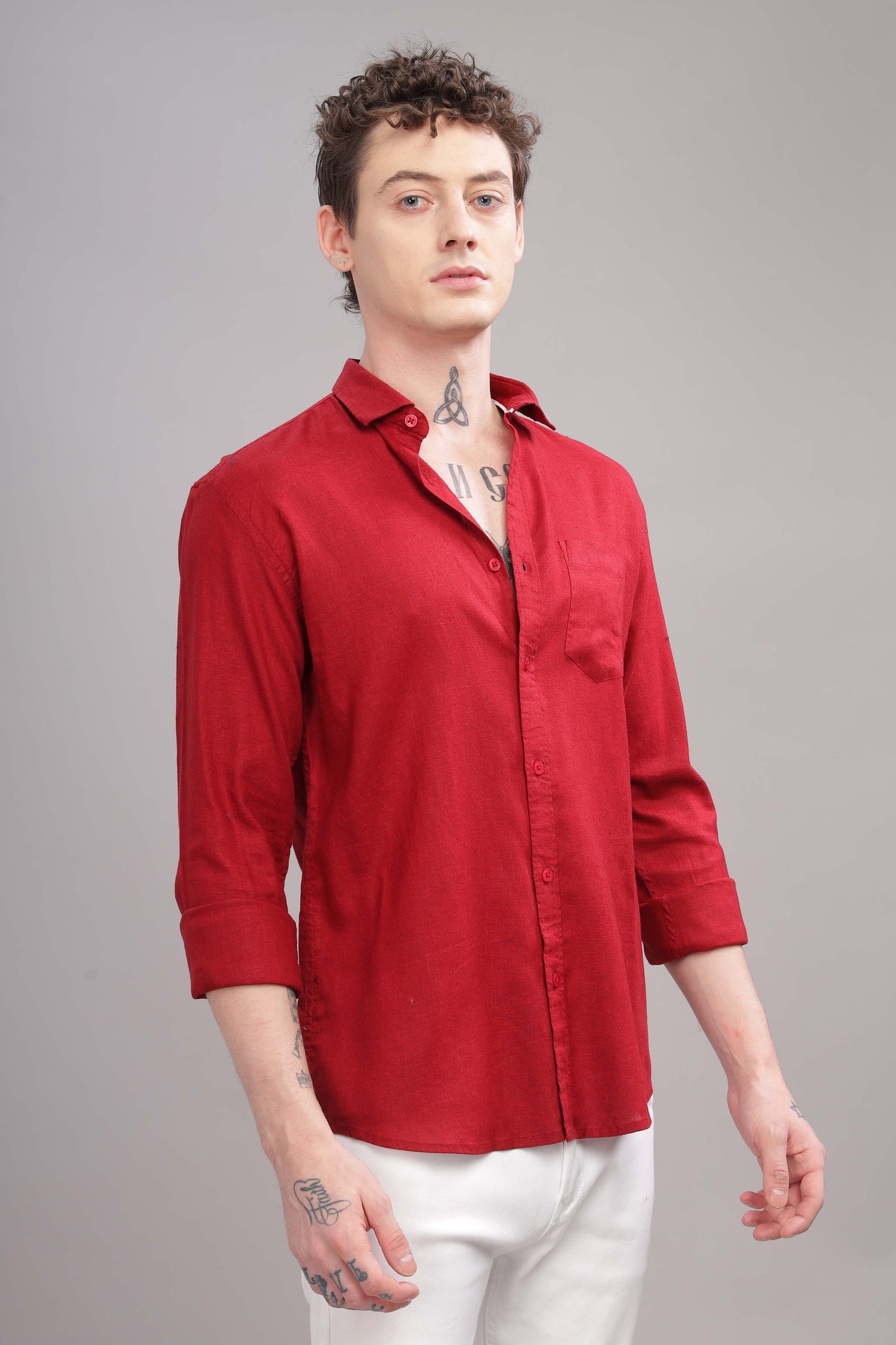 Pure Linen Red Shirt