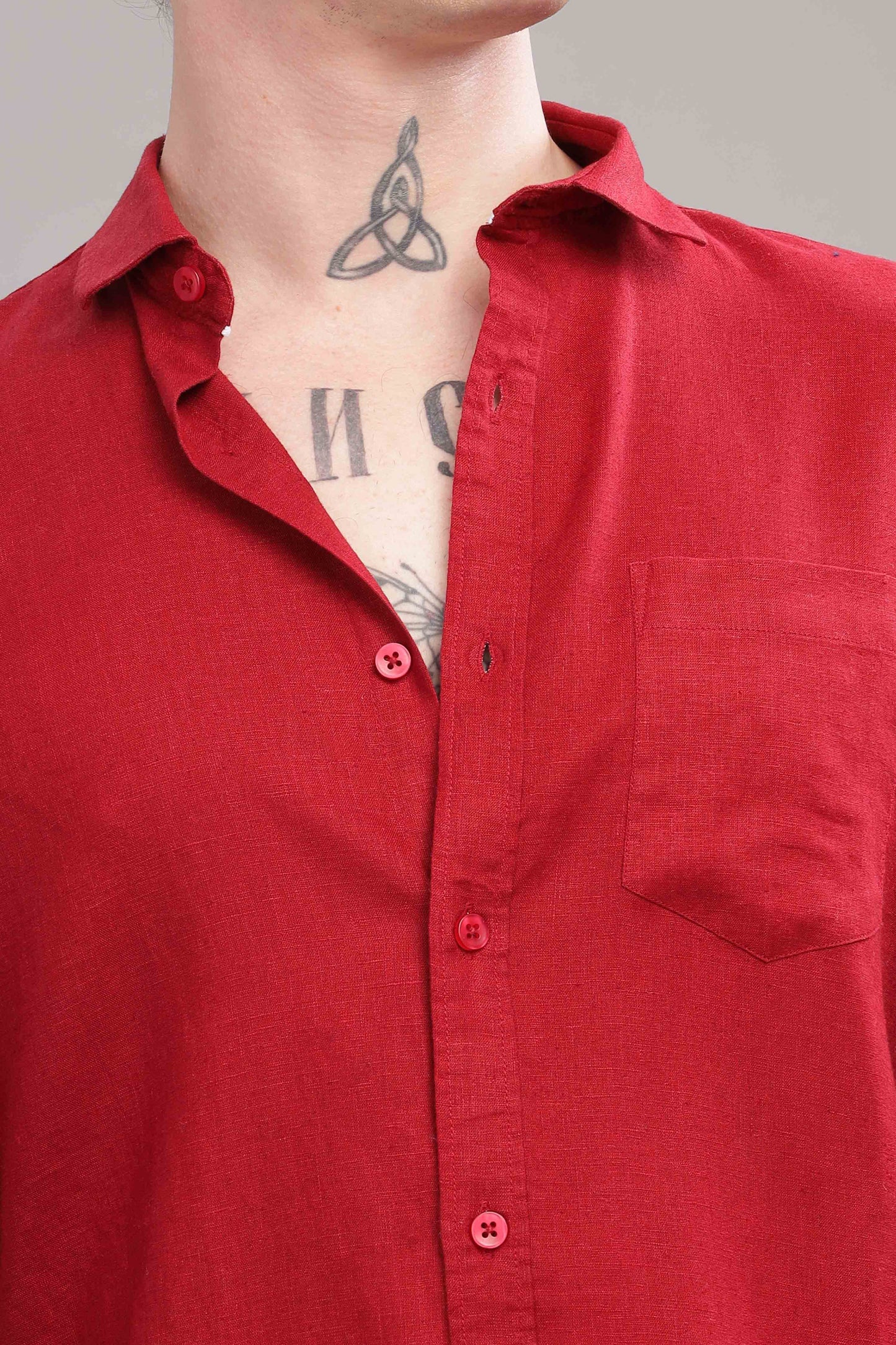 Pure Linen Red Shirt
