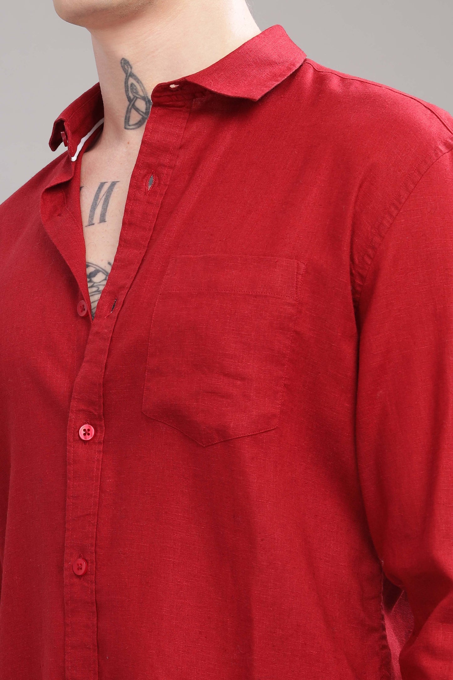 Pure Linen Red Shirt