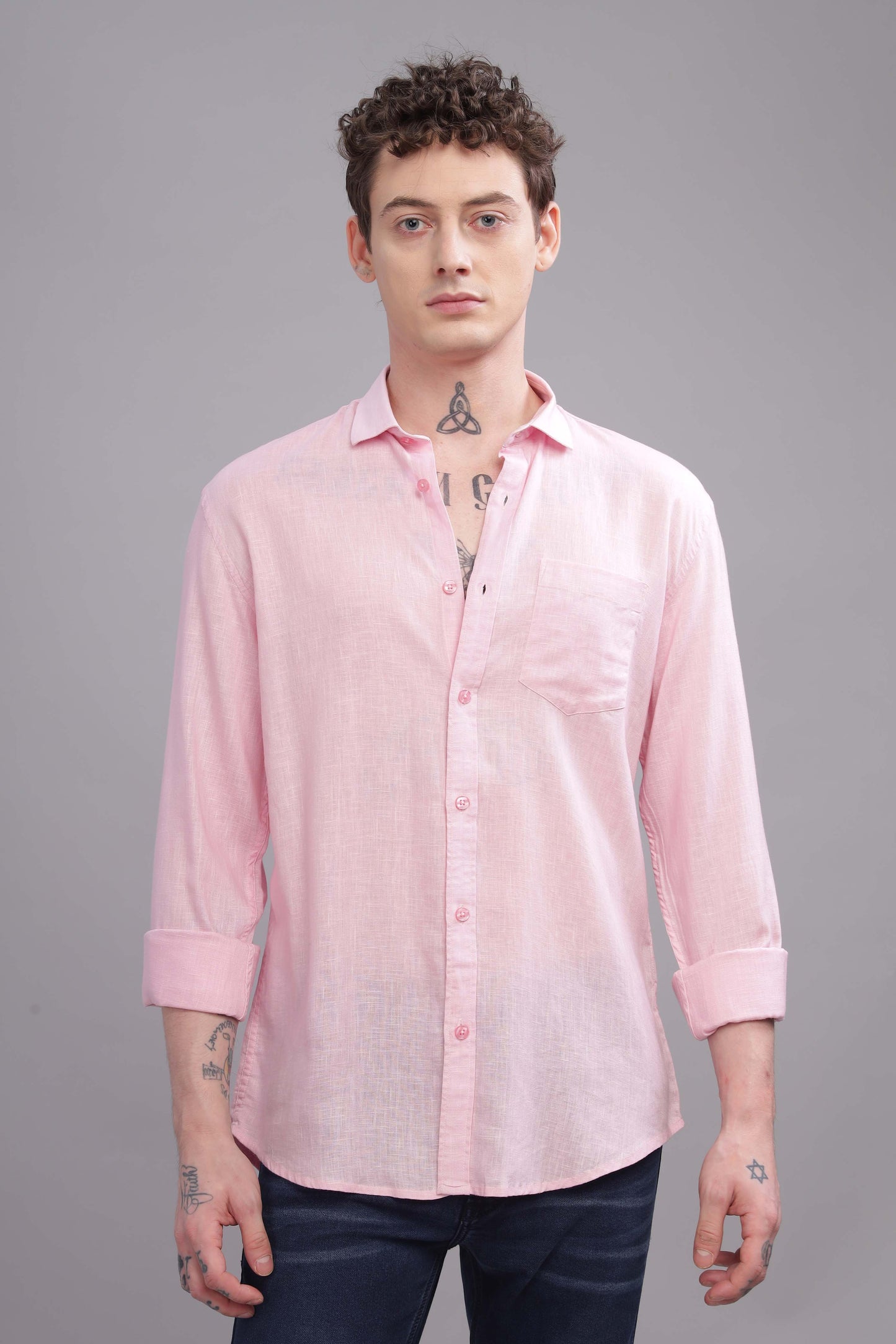 Pure Linen Pink Shirt