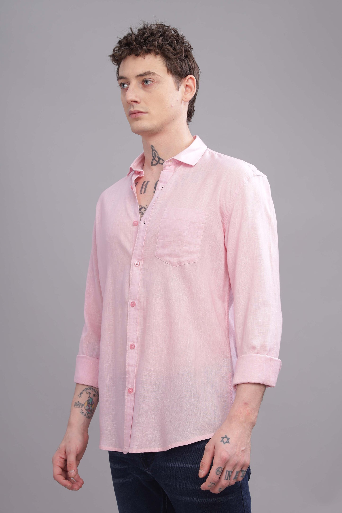 Pure Linen Pink Shirt