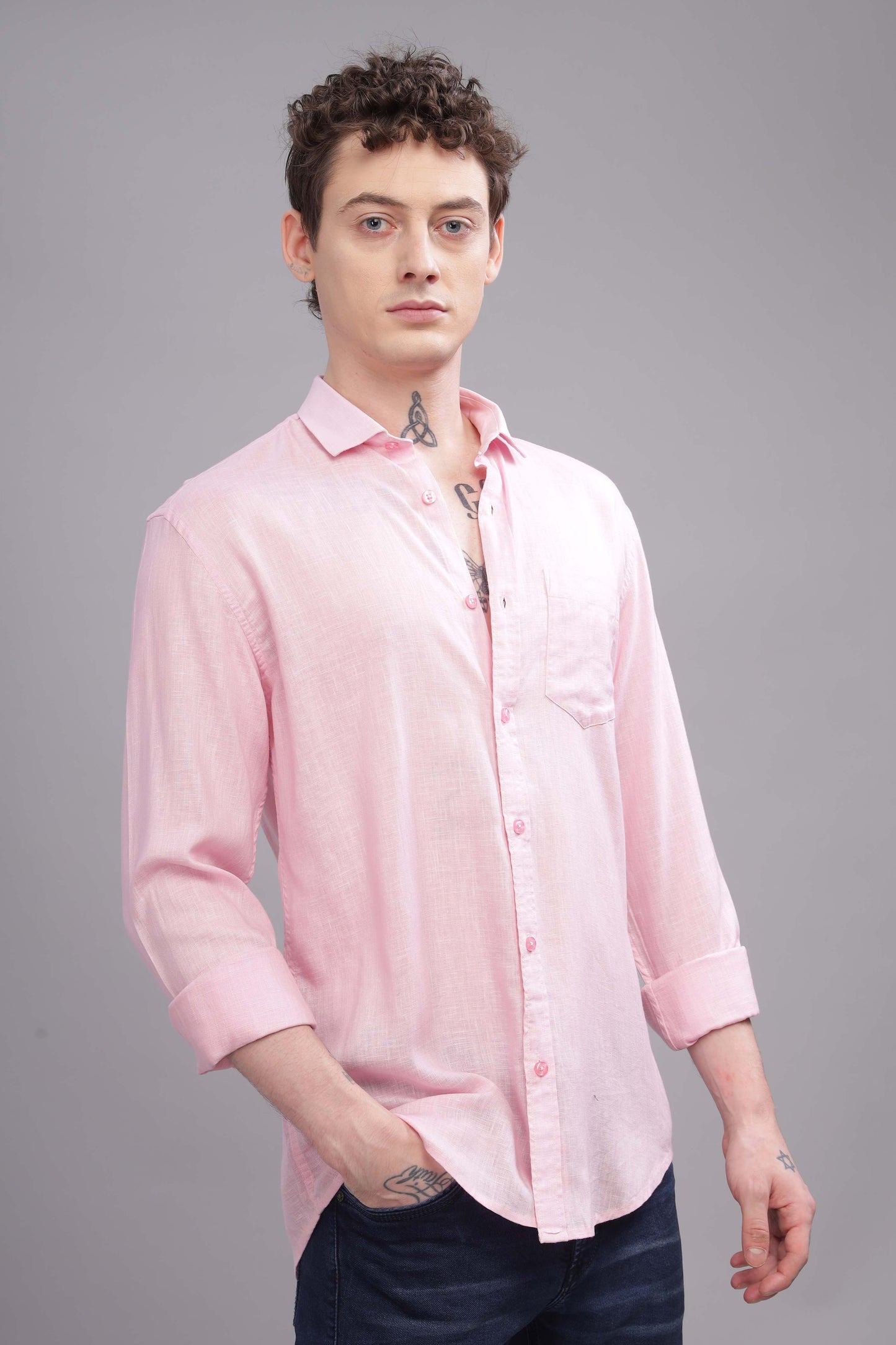 Pure Linen Pink Shirt