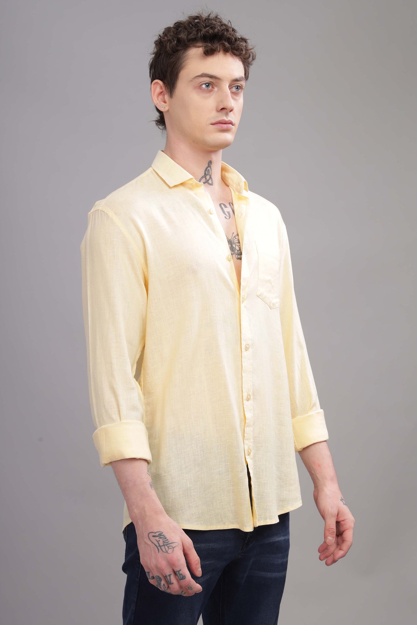 Pure Linen Yellow Shirt