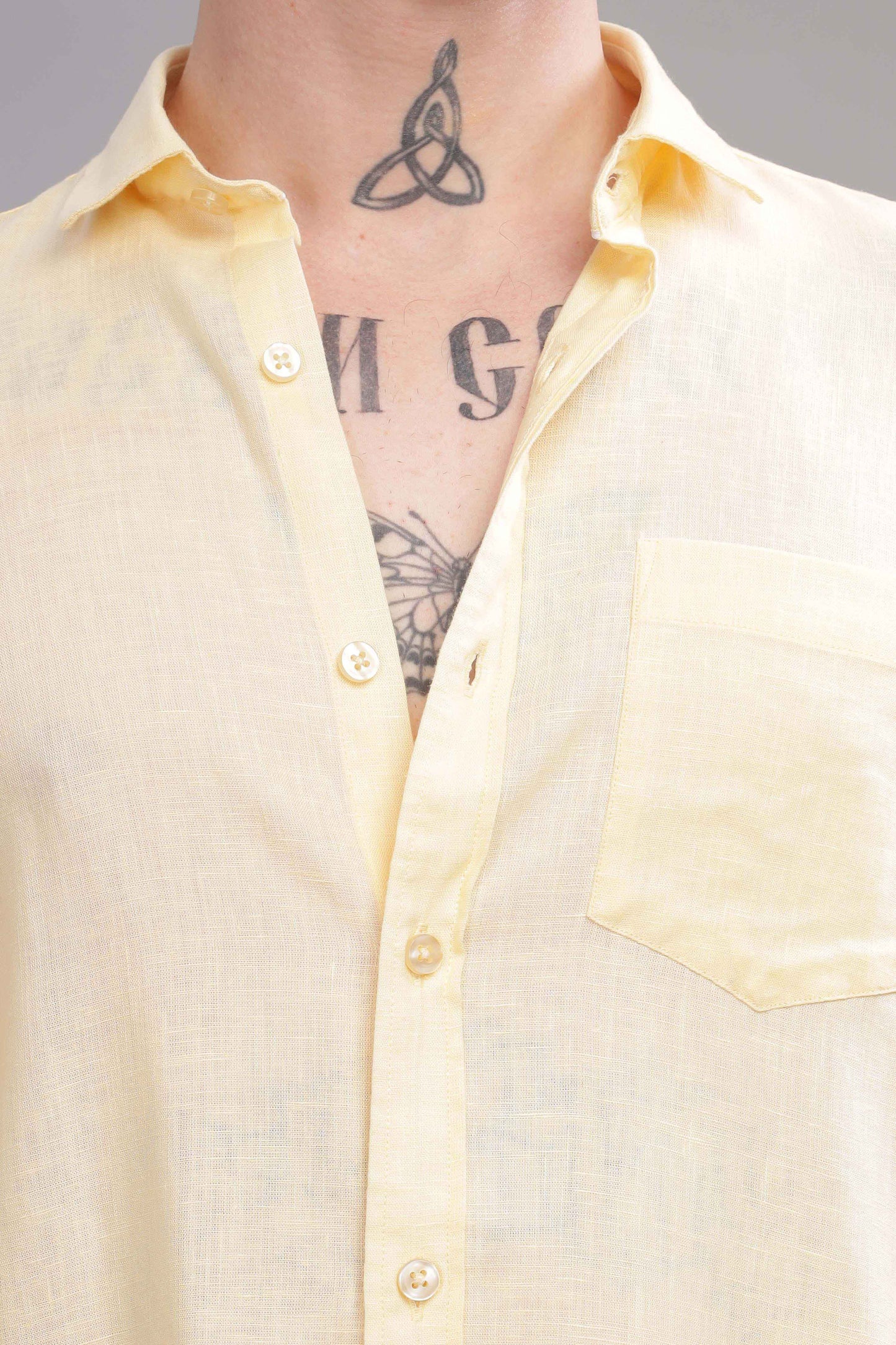 Pure Linen Yellow Shirt