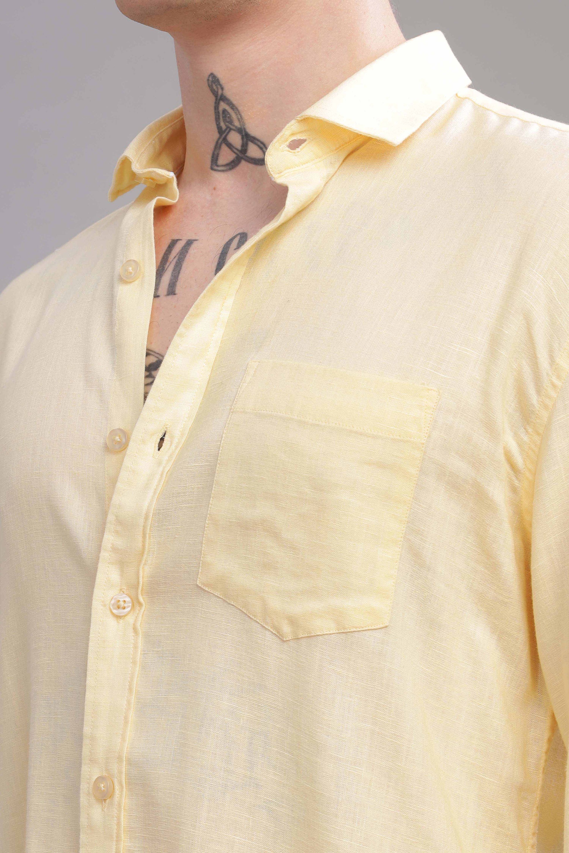 Pure Linen Yellow Shirt