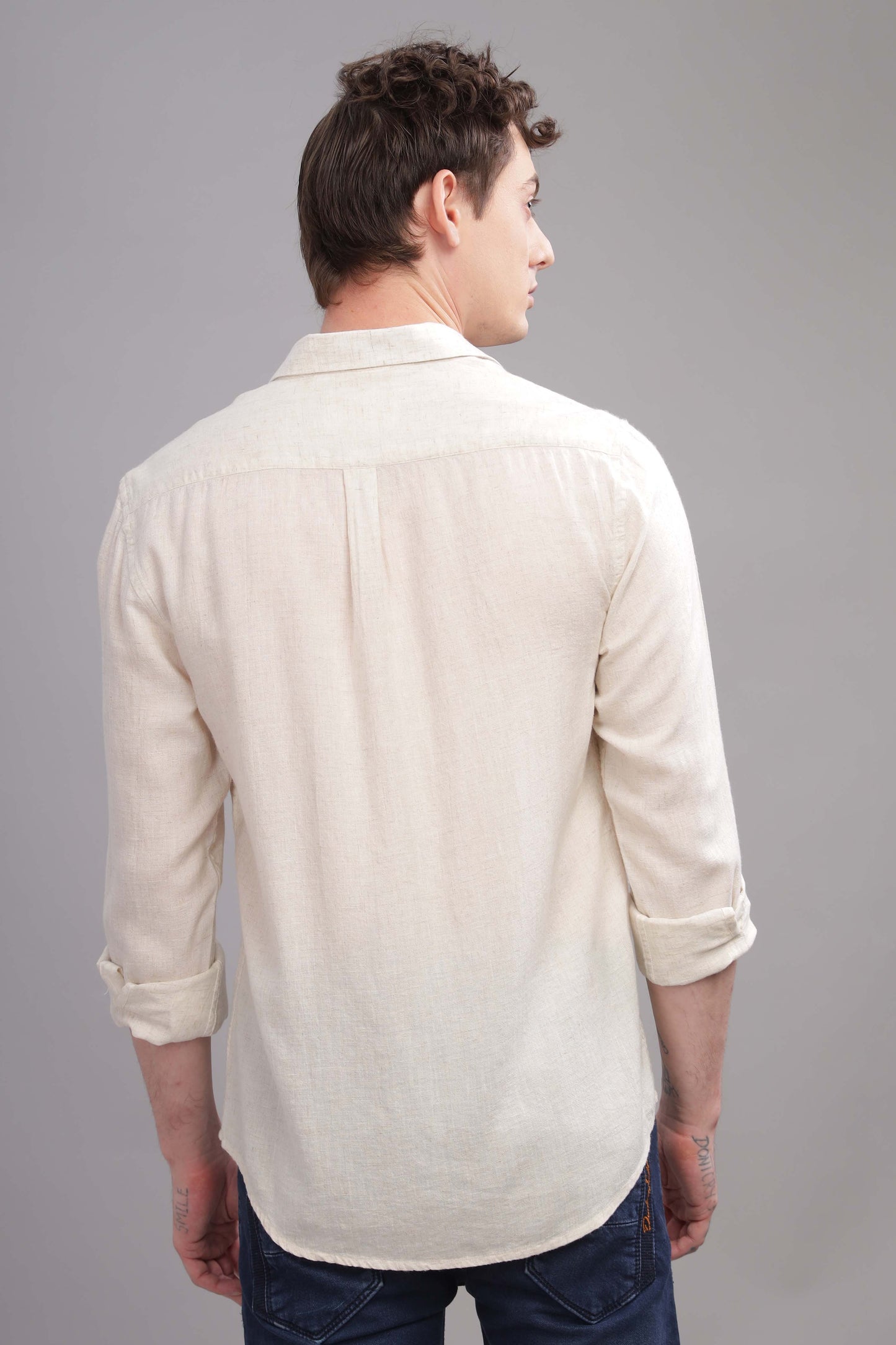 Pure Linen Off White Shirt