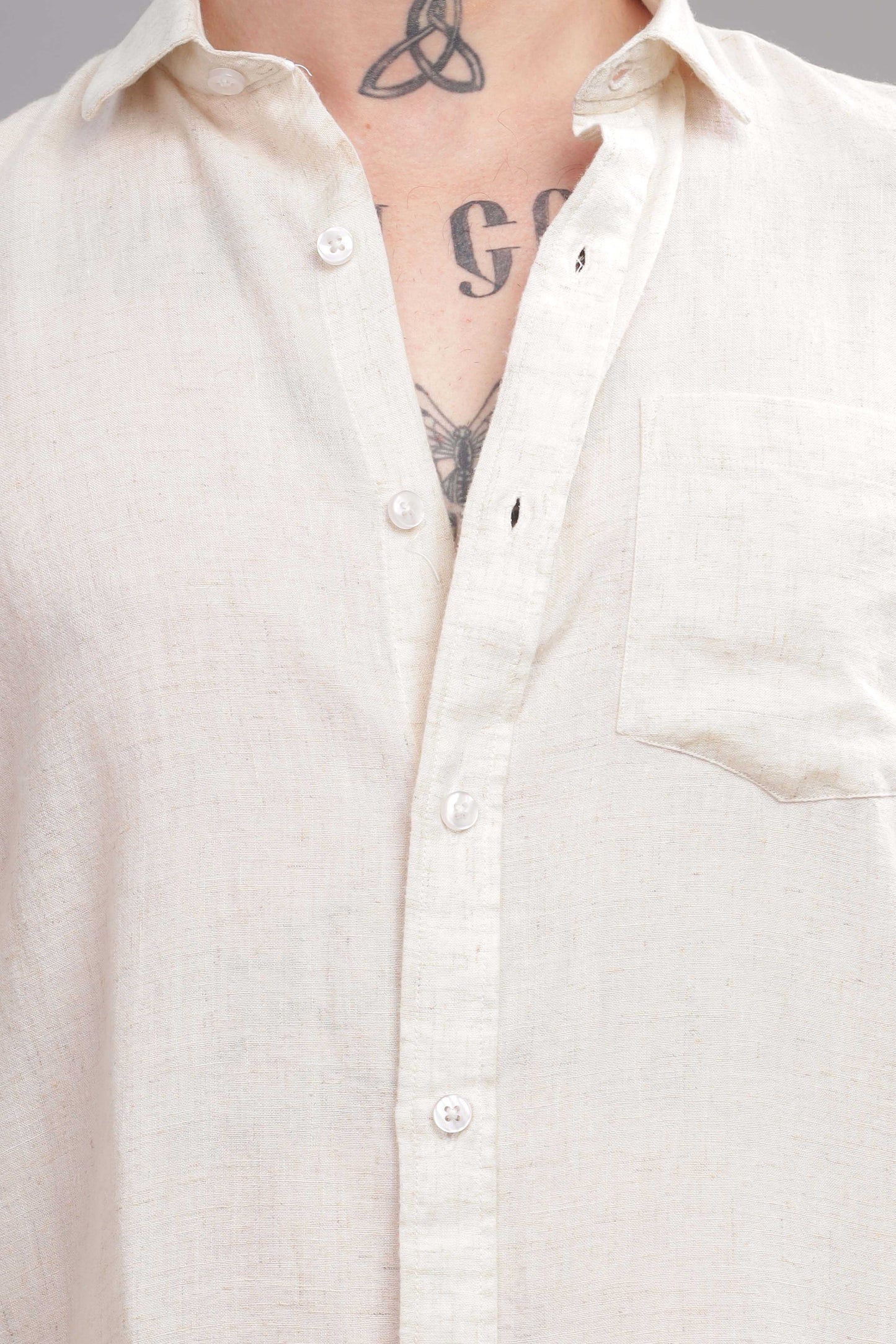 Pure Linen Off White Shirt