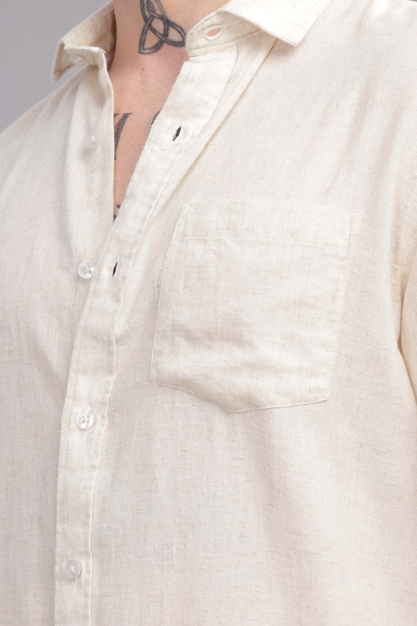 Pure Linen Off White Shirt