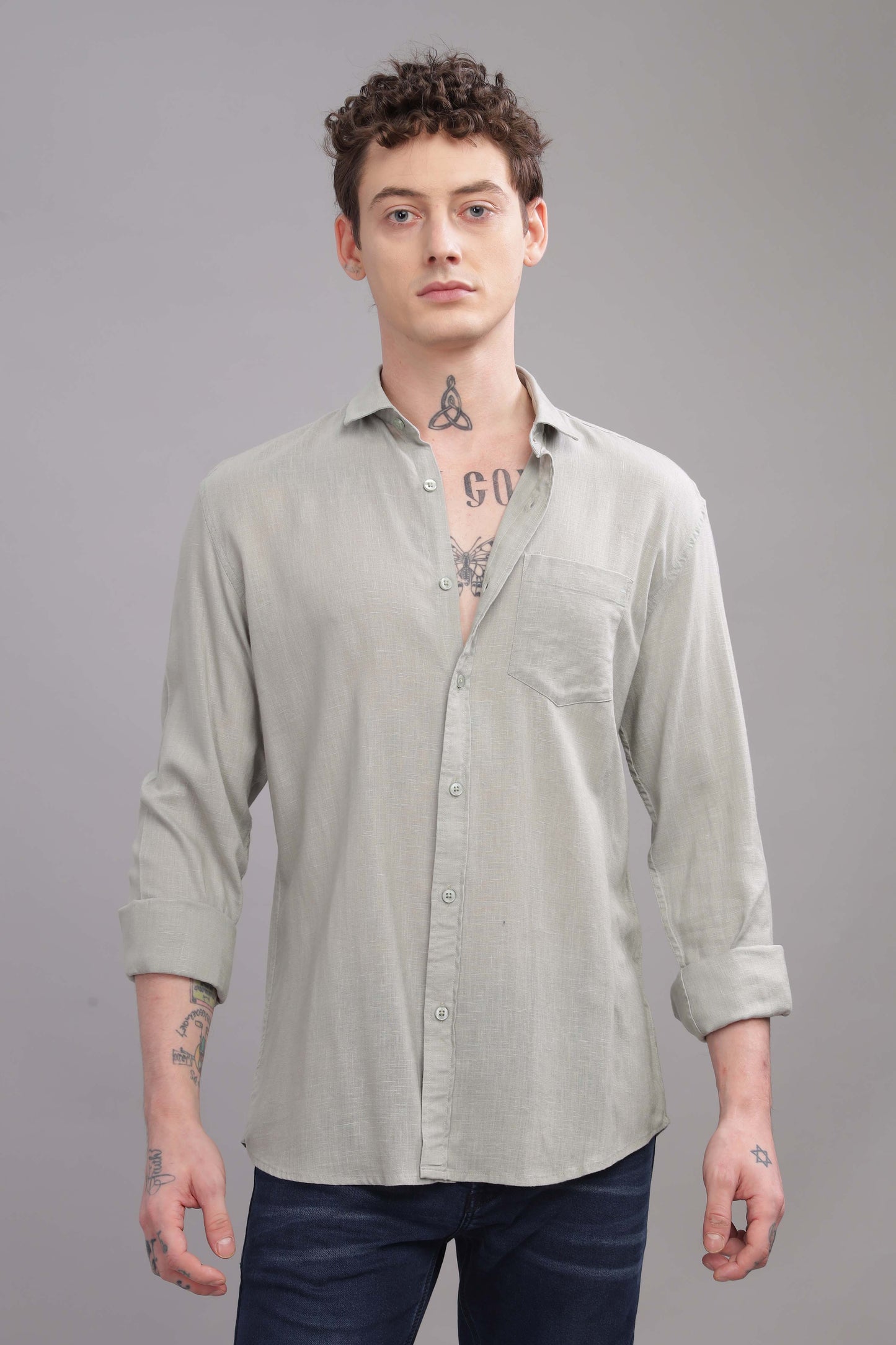 PURE LINEN GREY SHIRT