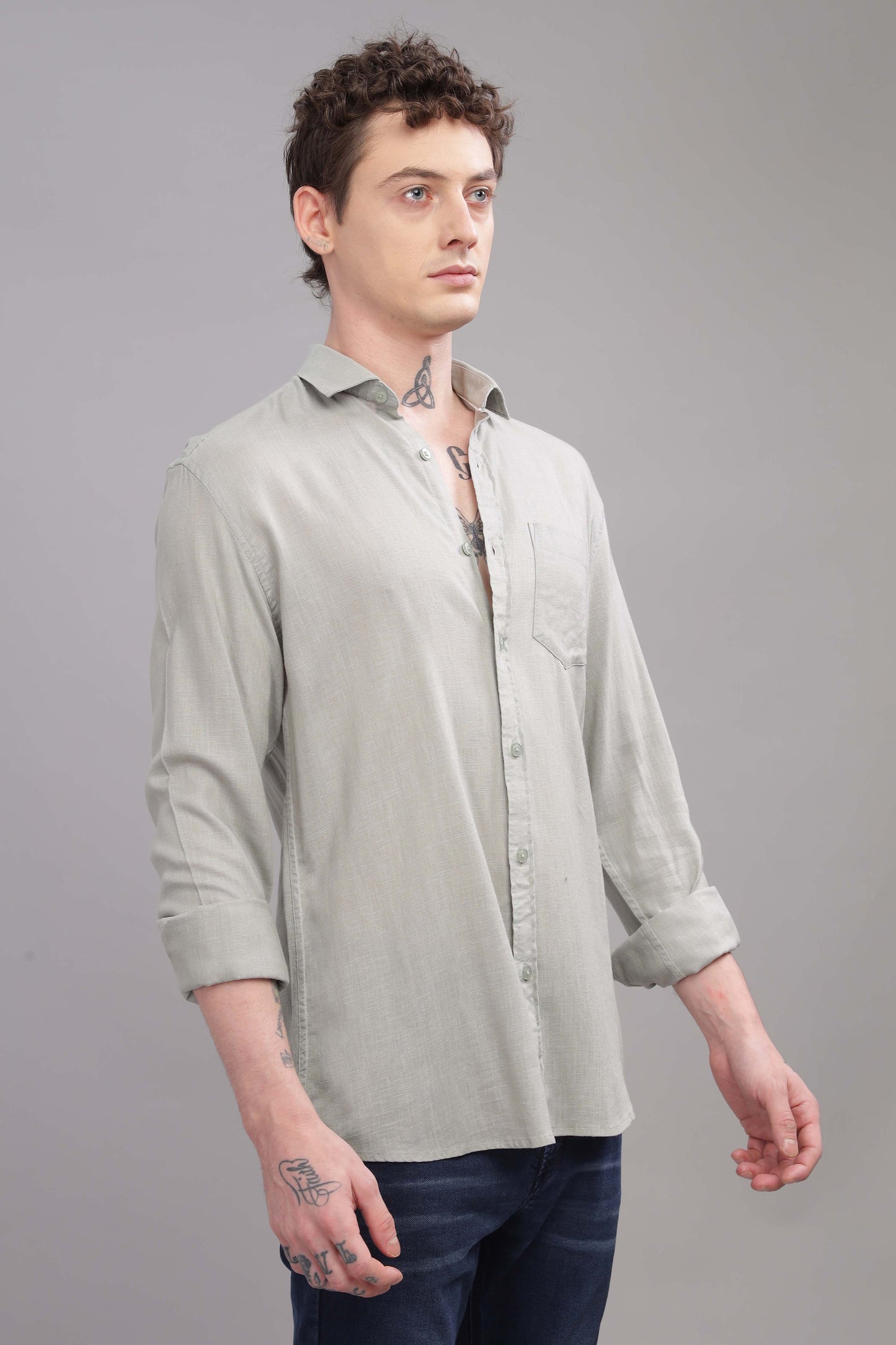 PURE LINEN GREY SHIRT