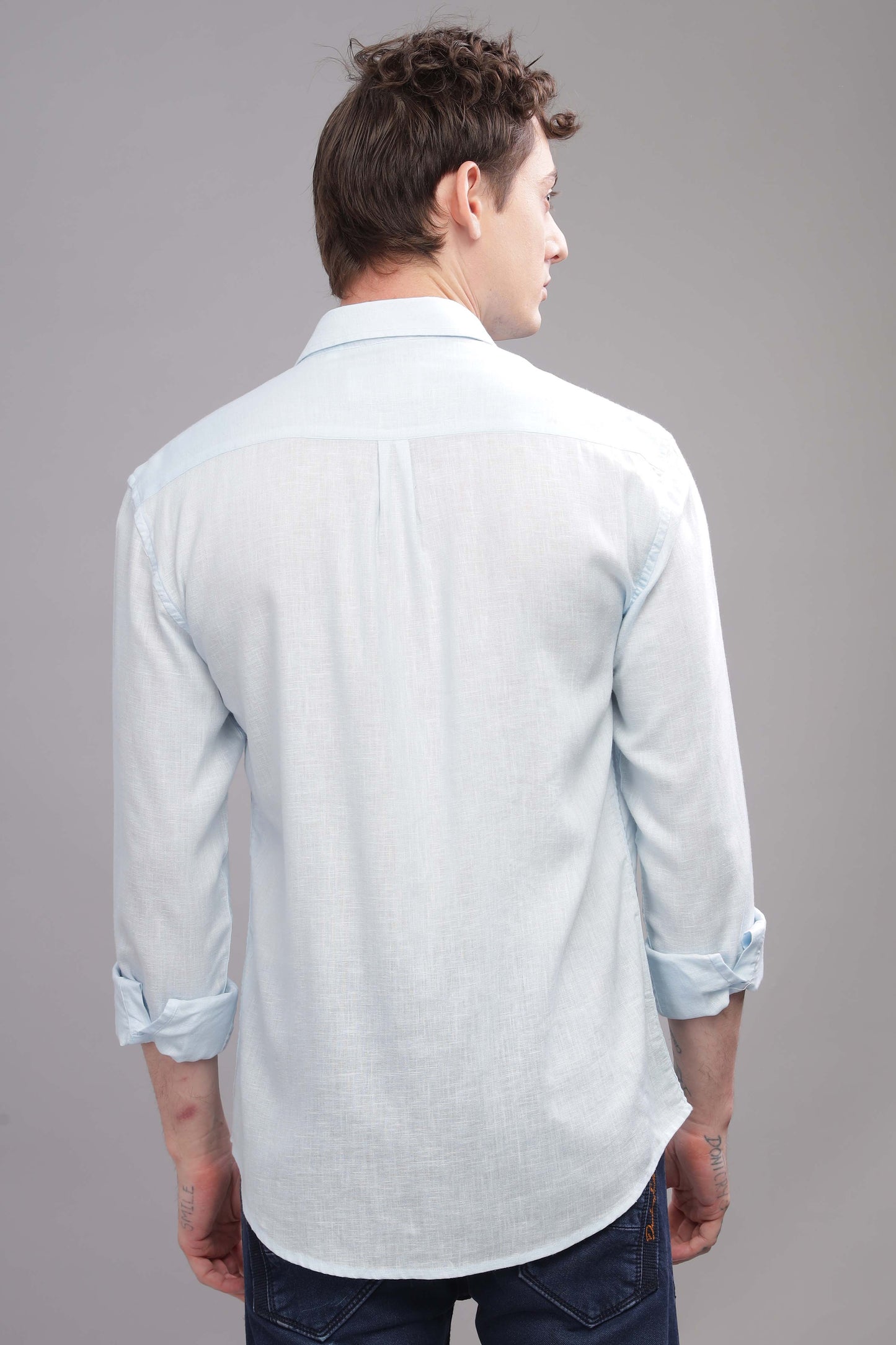 Pure Linen Light Blue Shirt