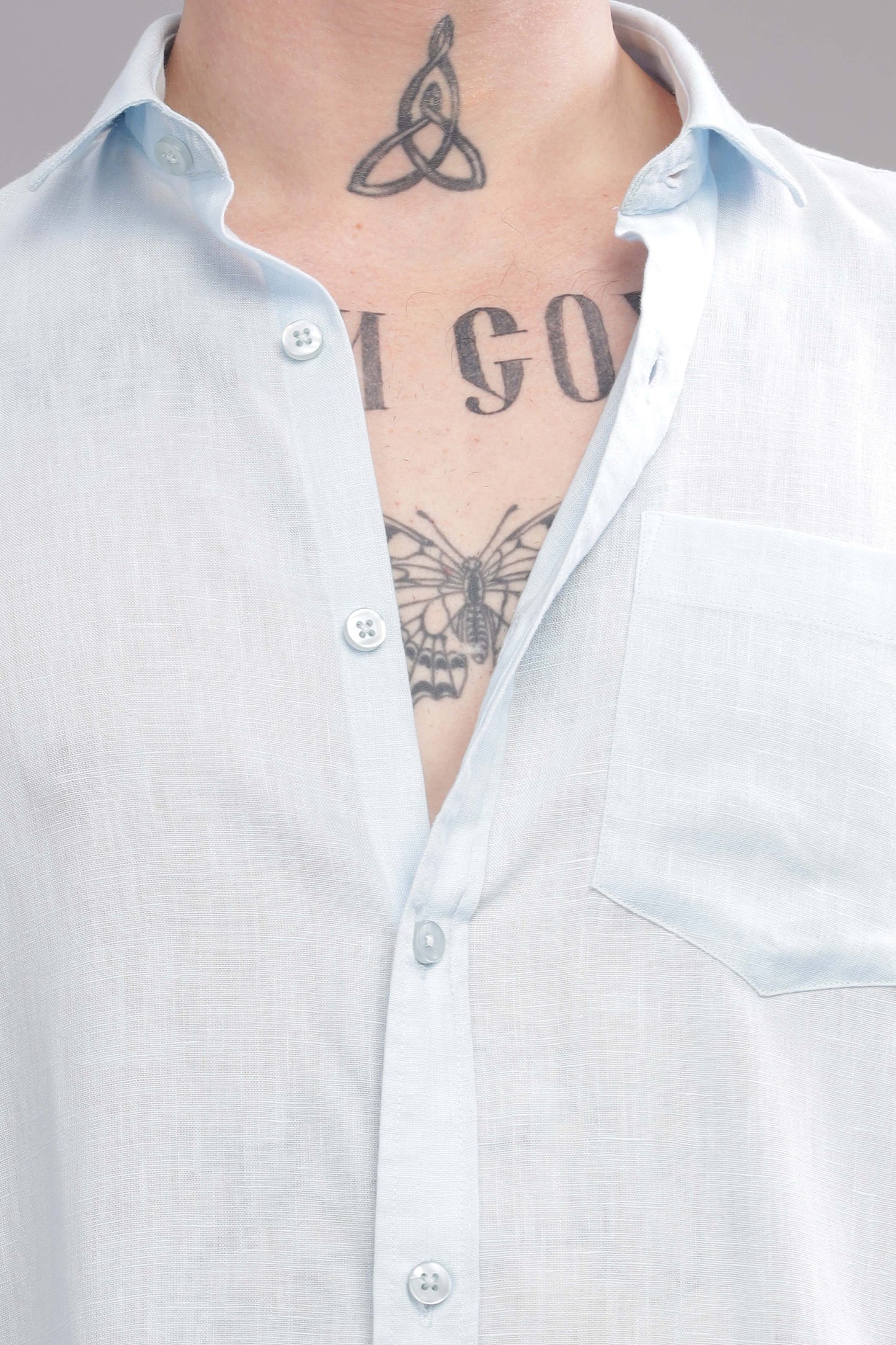 Pure Linen Light Blue Shirt