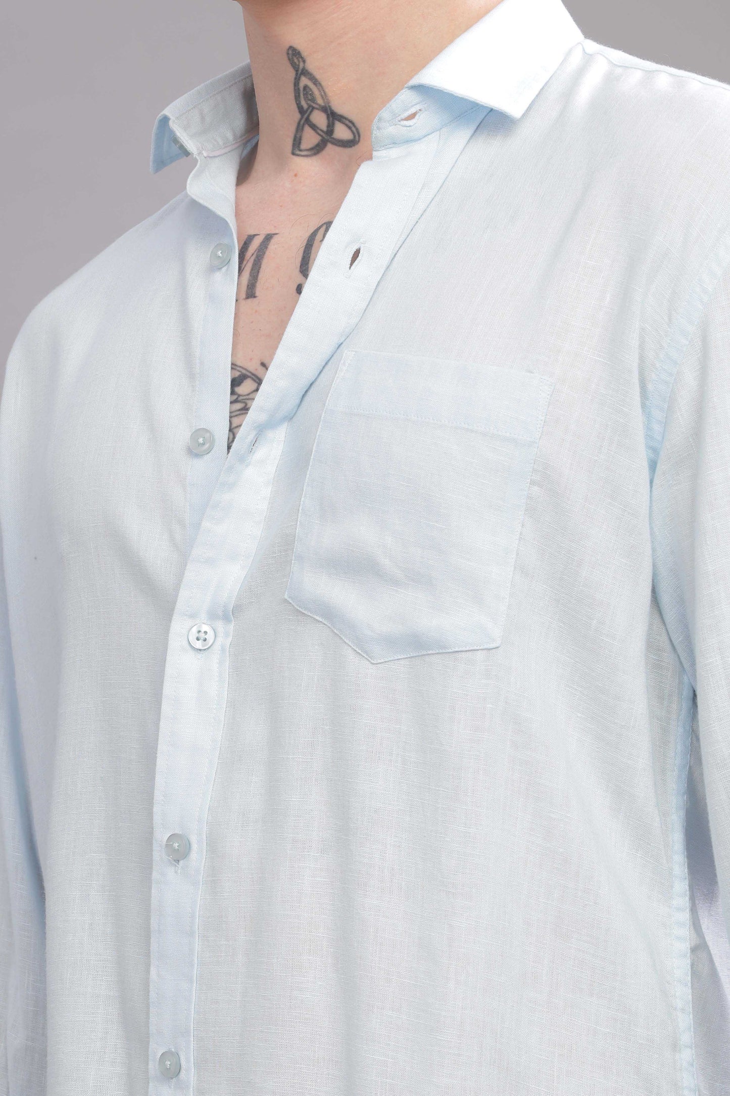 Pure Linen Light Blue Shirt