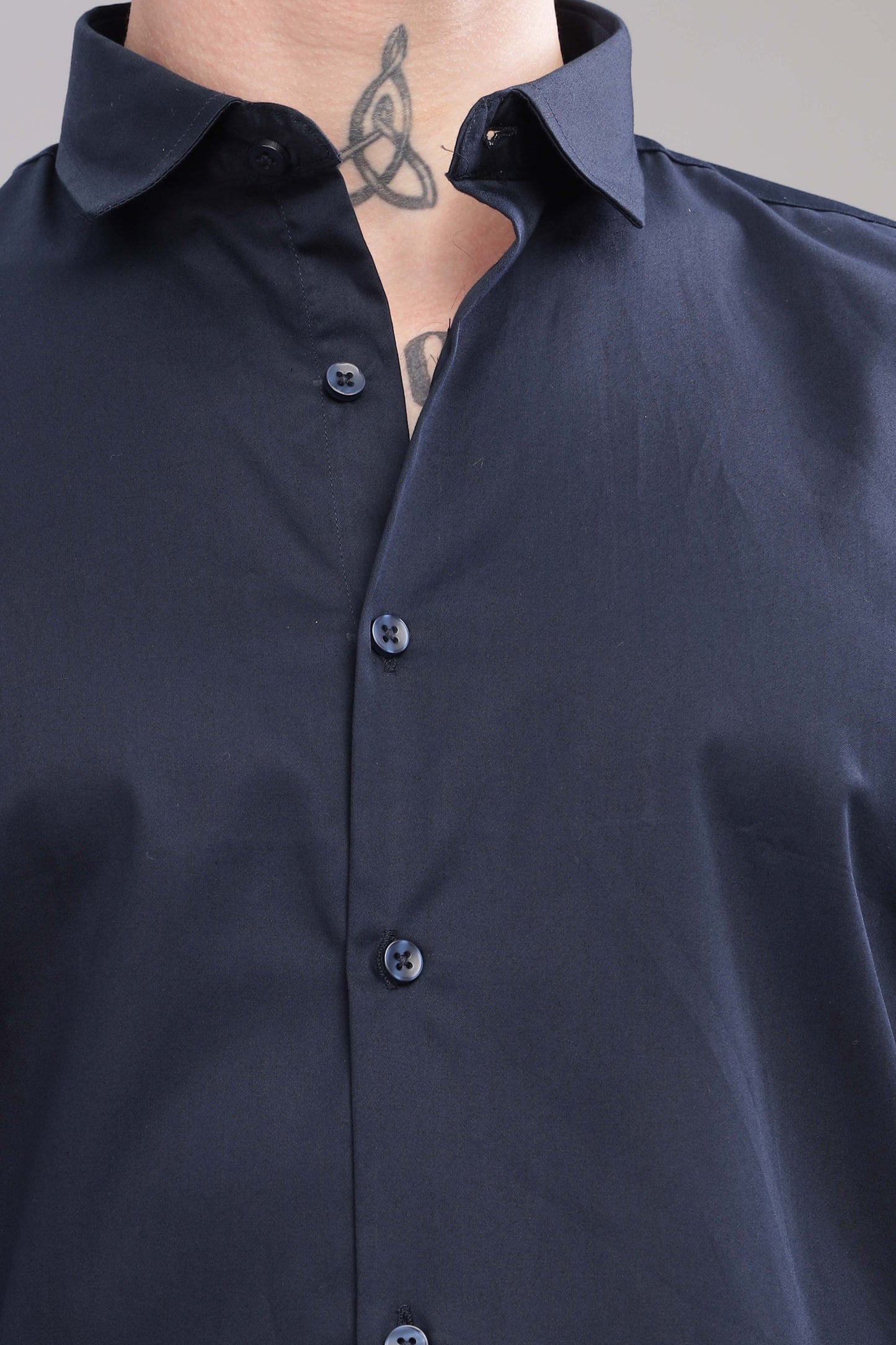 Navy Blue Satin Shirt
