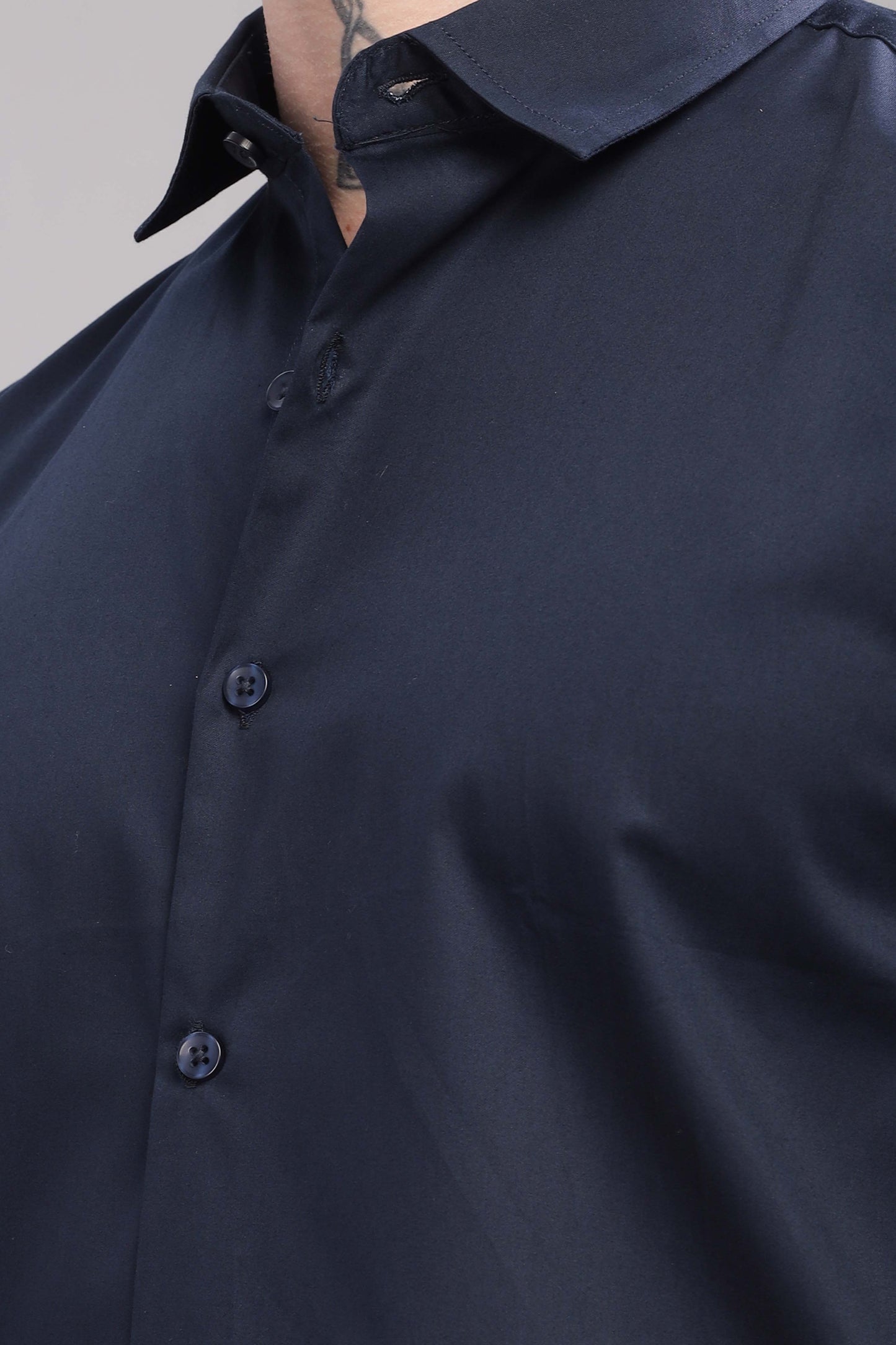 Navy Blue Satin Shirt