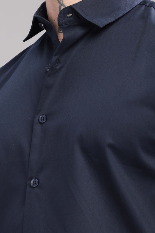 Navy Blue Satin Shirt