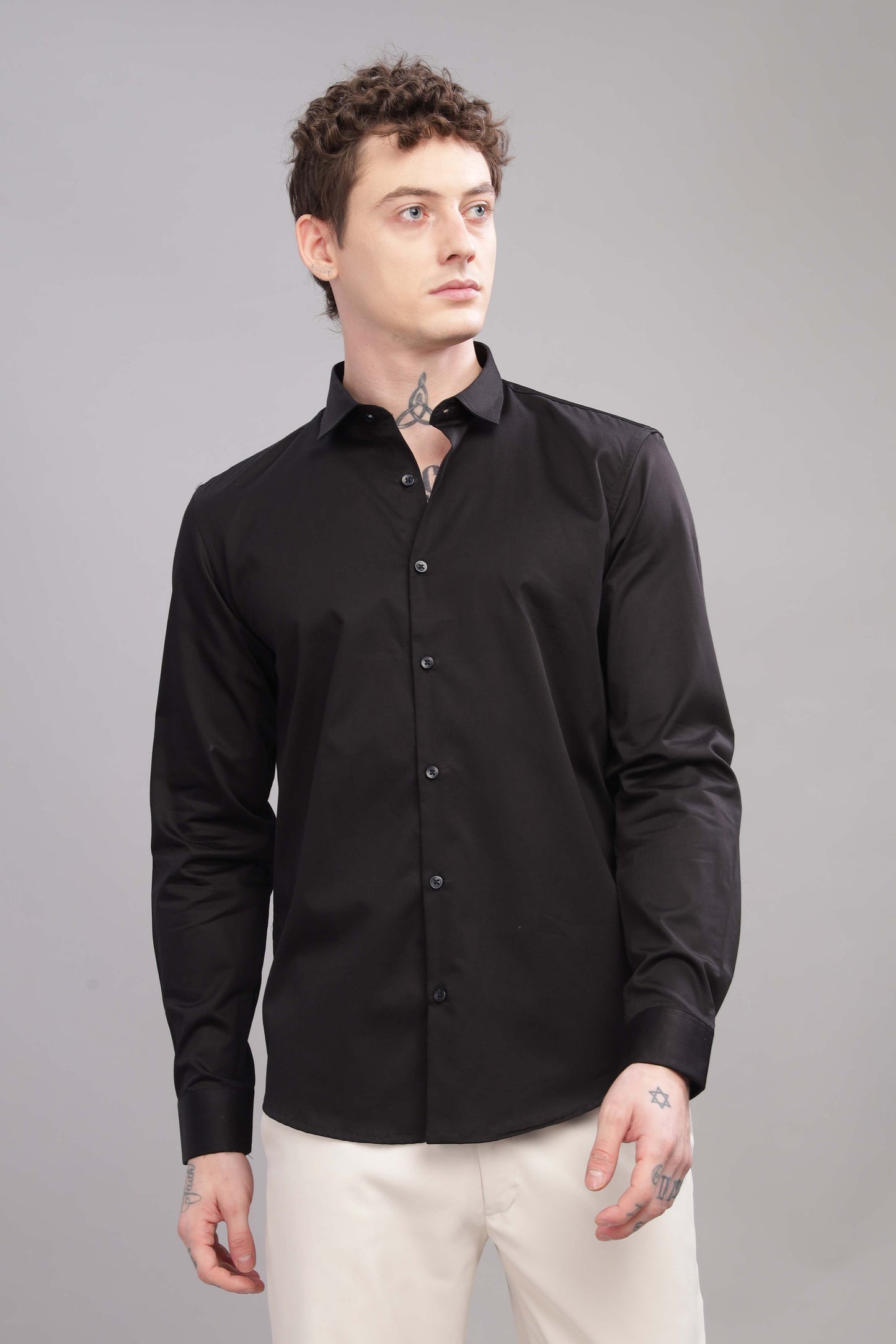 Black Satin lycra  Shirt