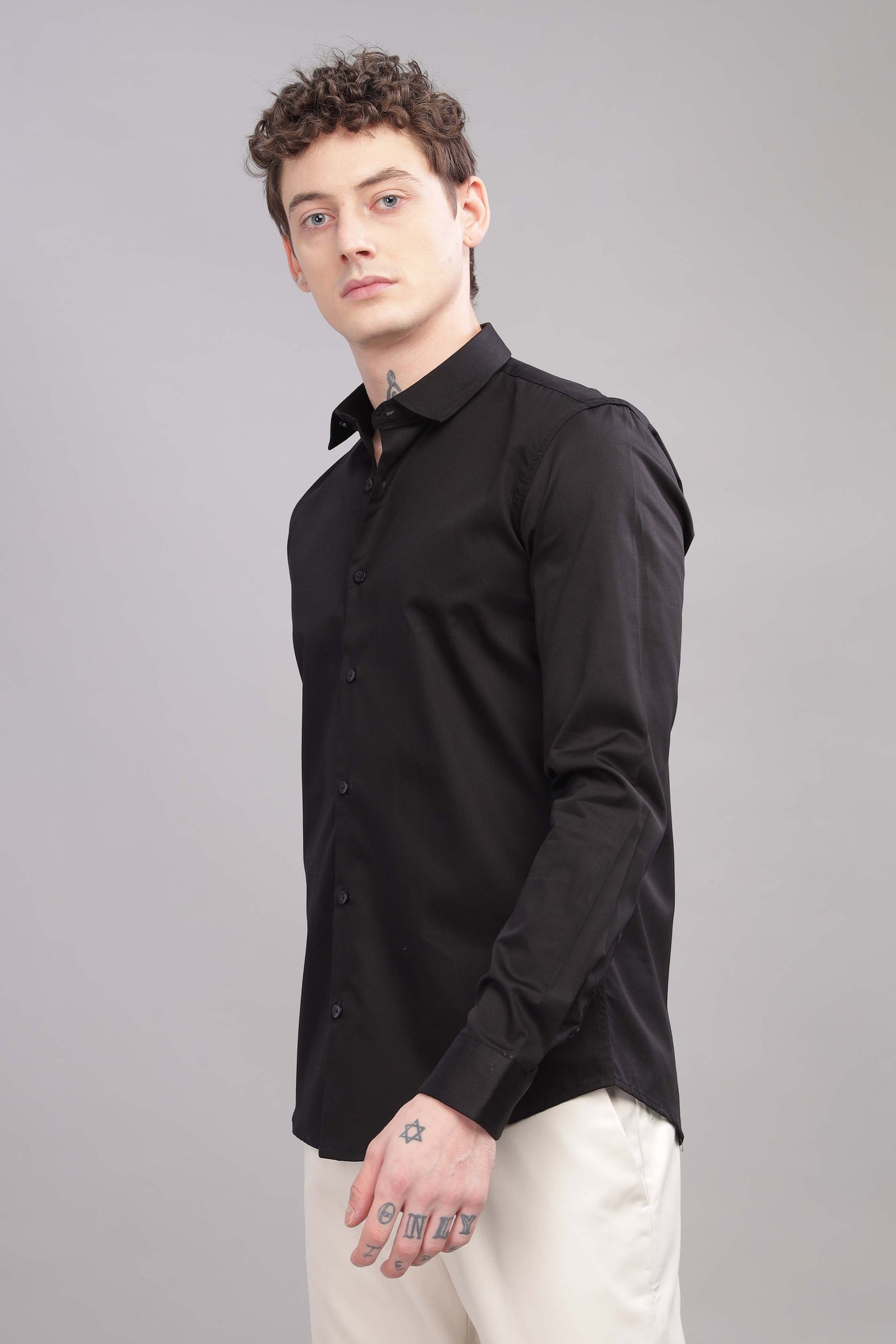 Black Satin lycra  Shirt