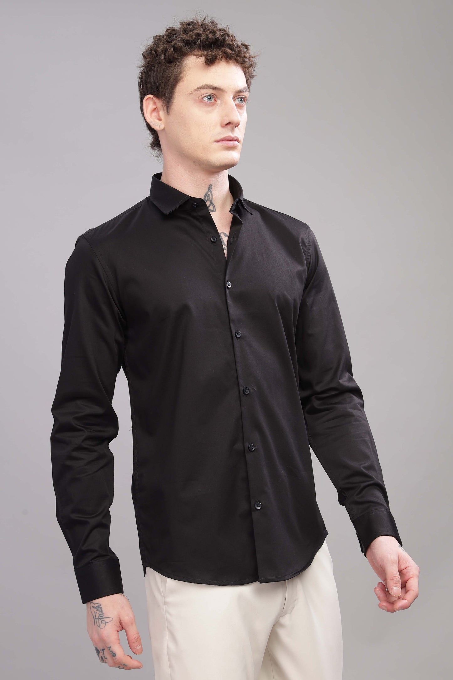 Black Satin lycra  Shirt